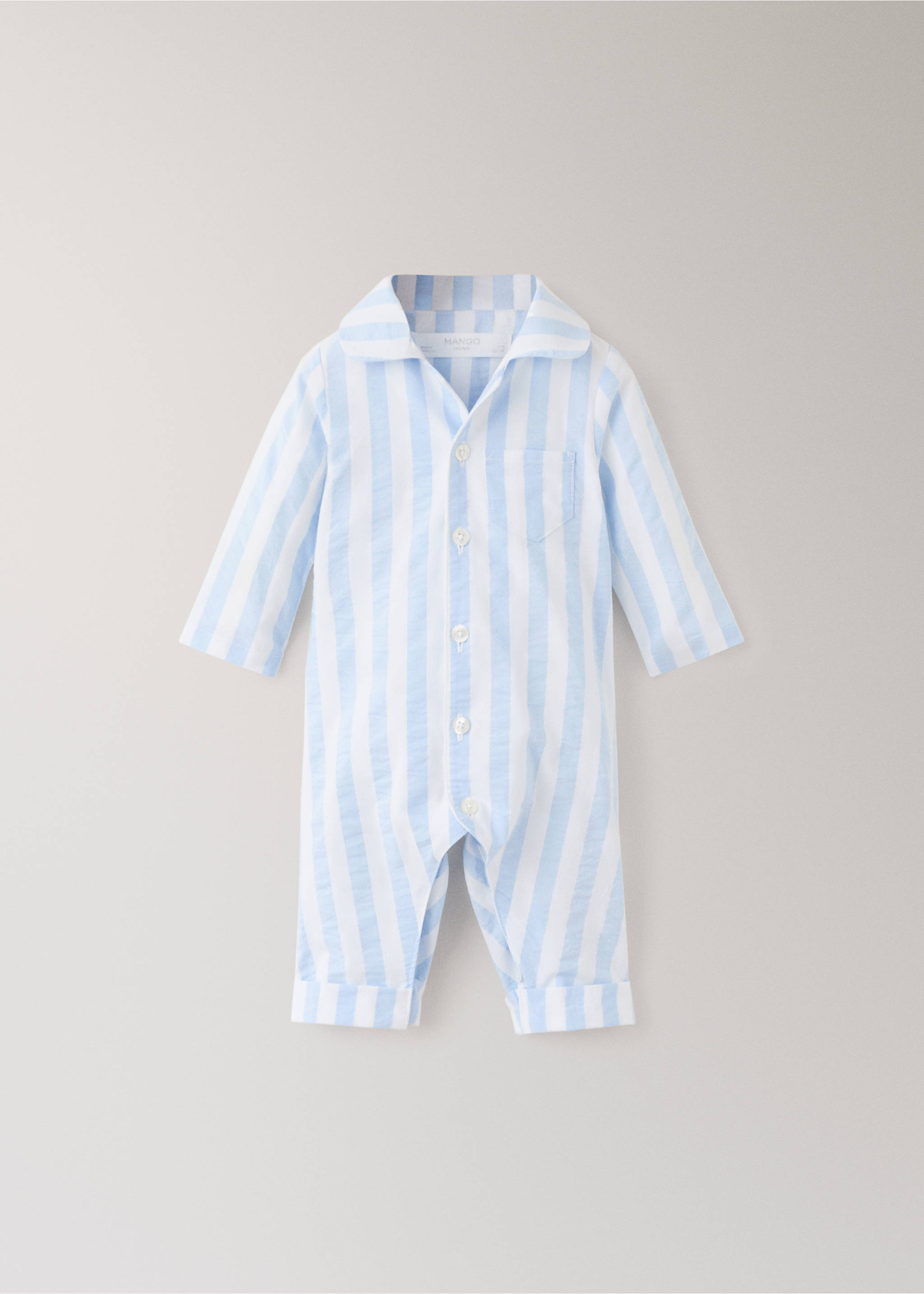 Thick-striped footed pajamas - Article without model, Blue. Ref: 27093737-00.