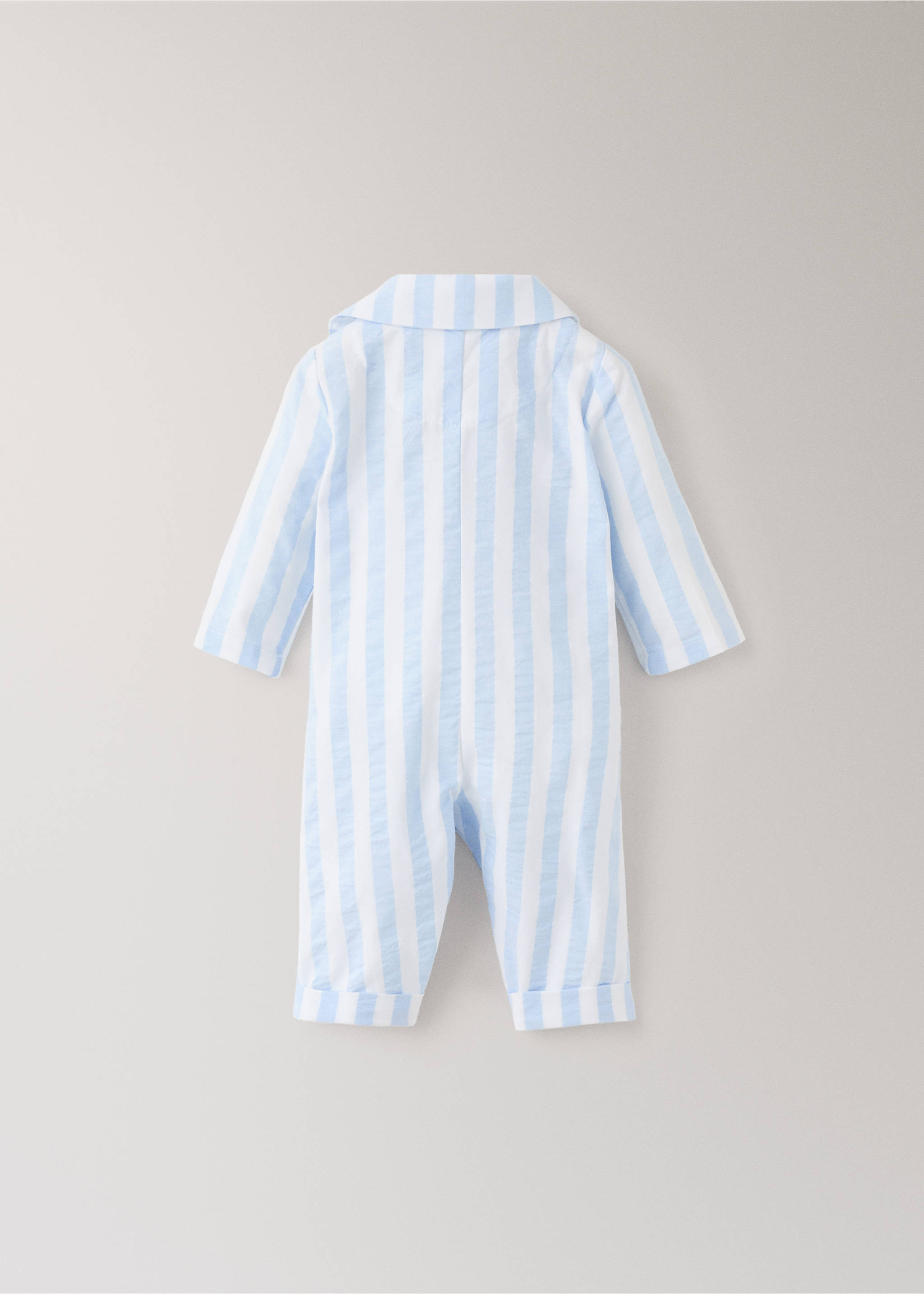 Thick-striped footed pajamas - Details of the article 1, Blue. Ref: 27093737-00.