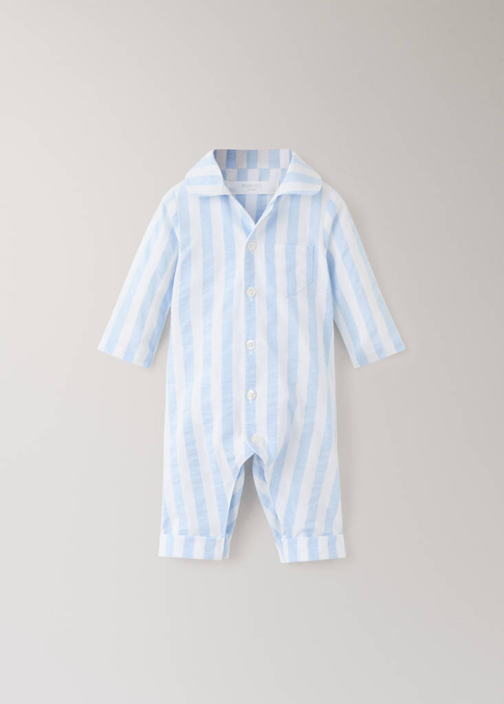 Thick striped romper pyjamas — Blue