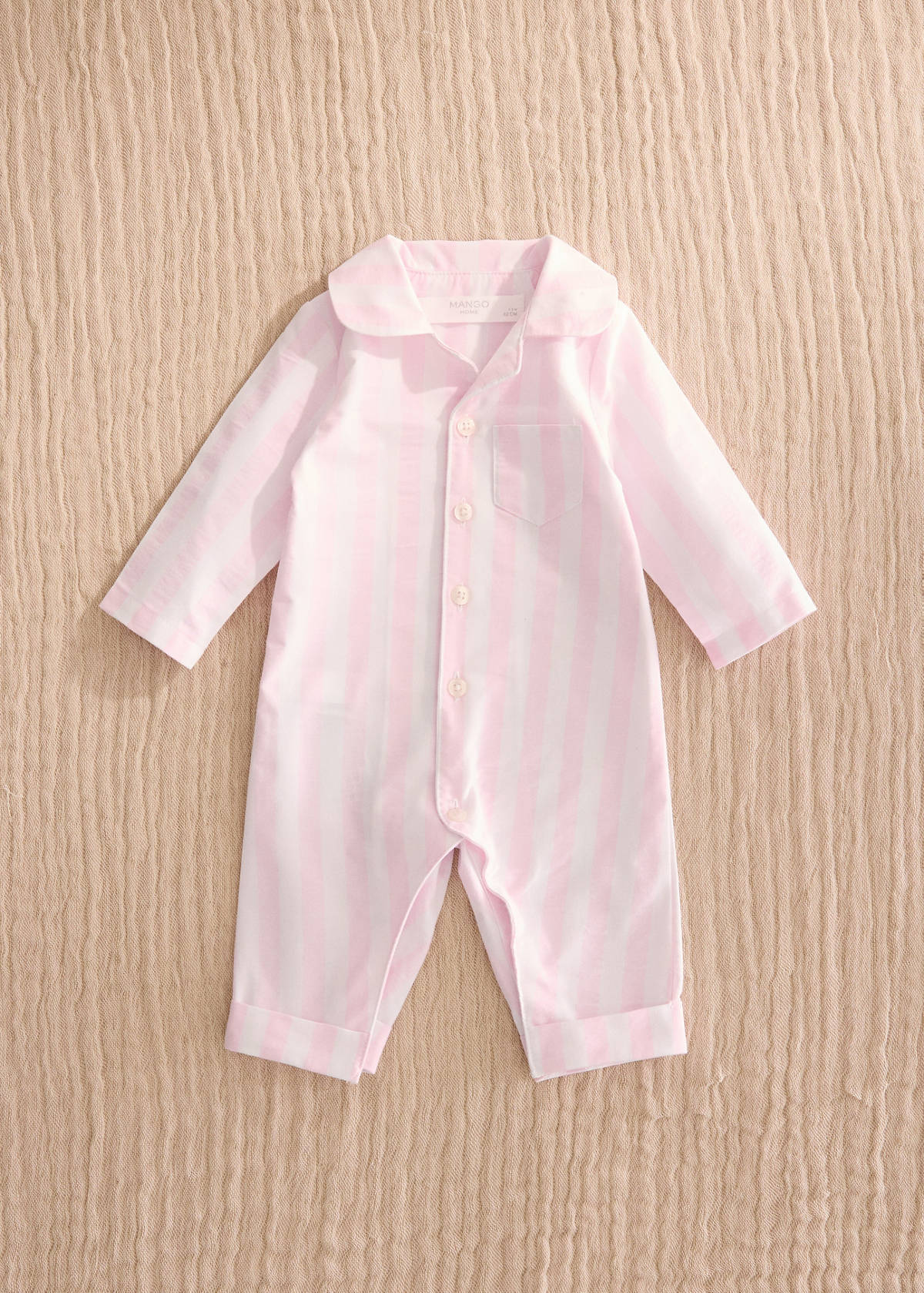 Thick striped romper pyjamas — Pastel Pink