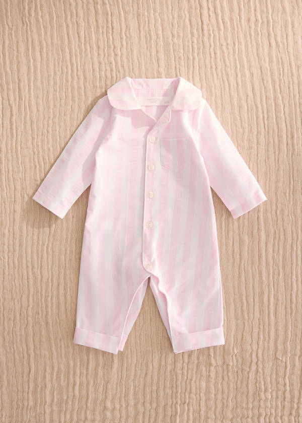 Thick striped romper pyjamas — Pastel Pink