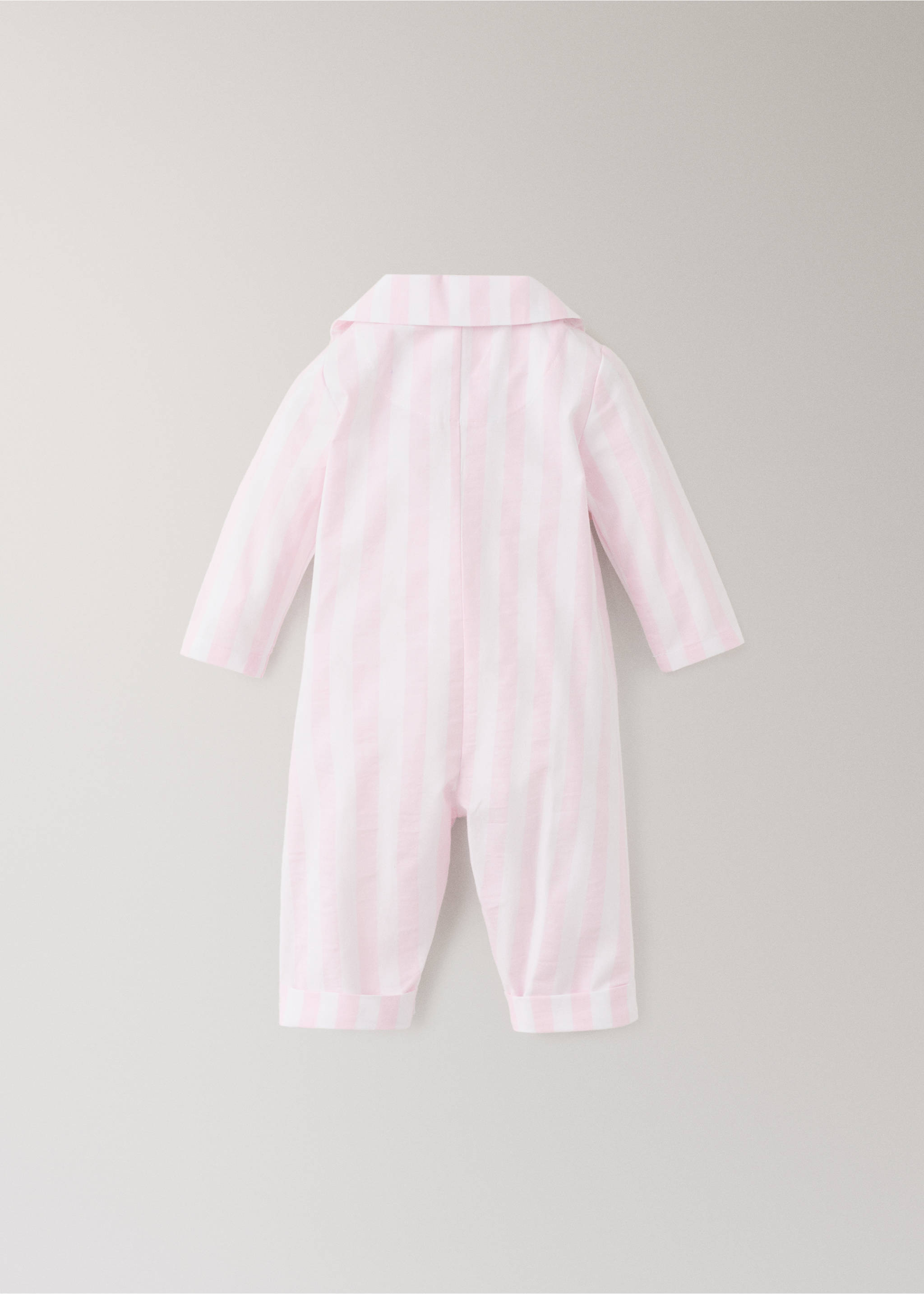 Thick-striped footed pajamas - Details of the article 1, Pastel Pink. Ref: 27093738-00.