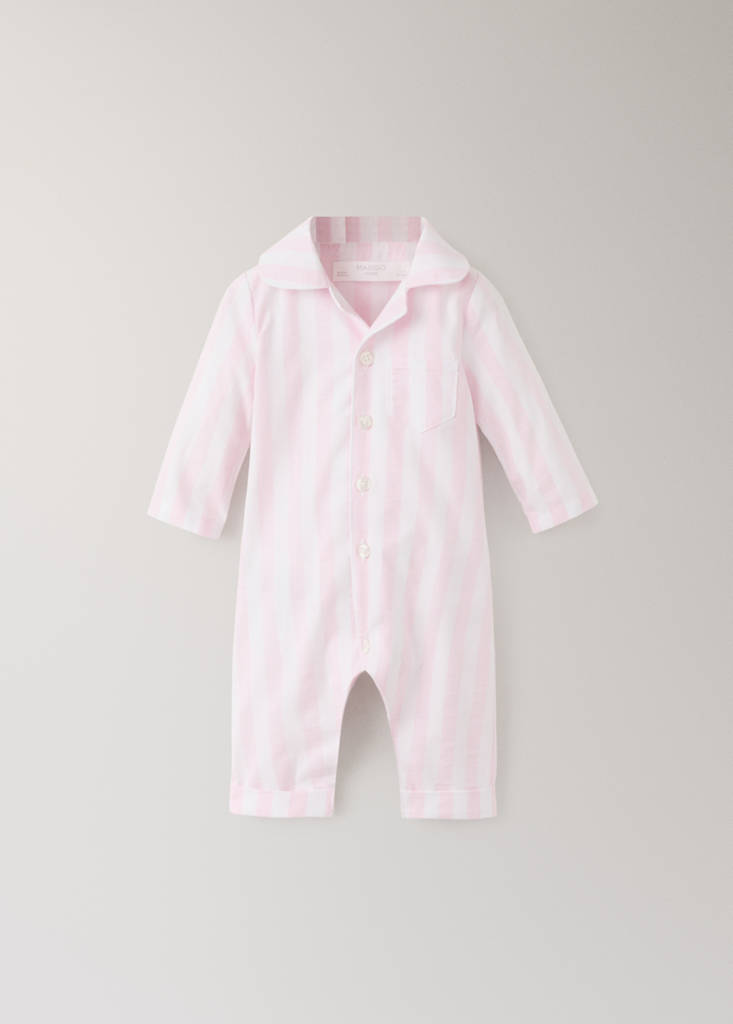 Thick striped romper pyjamas — Pastel Pink