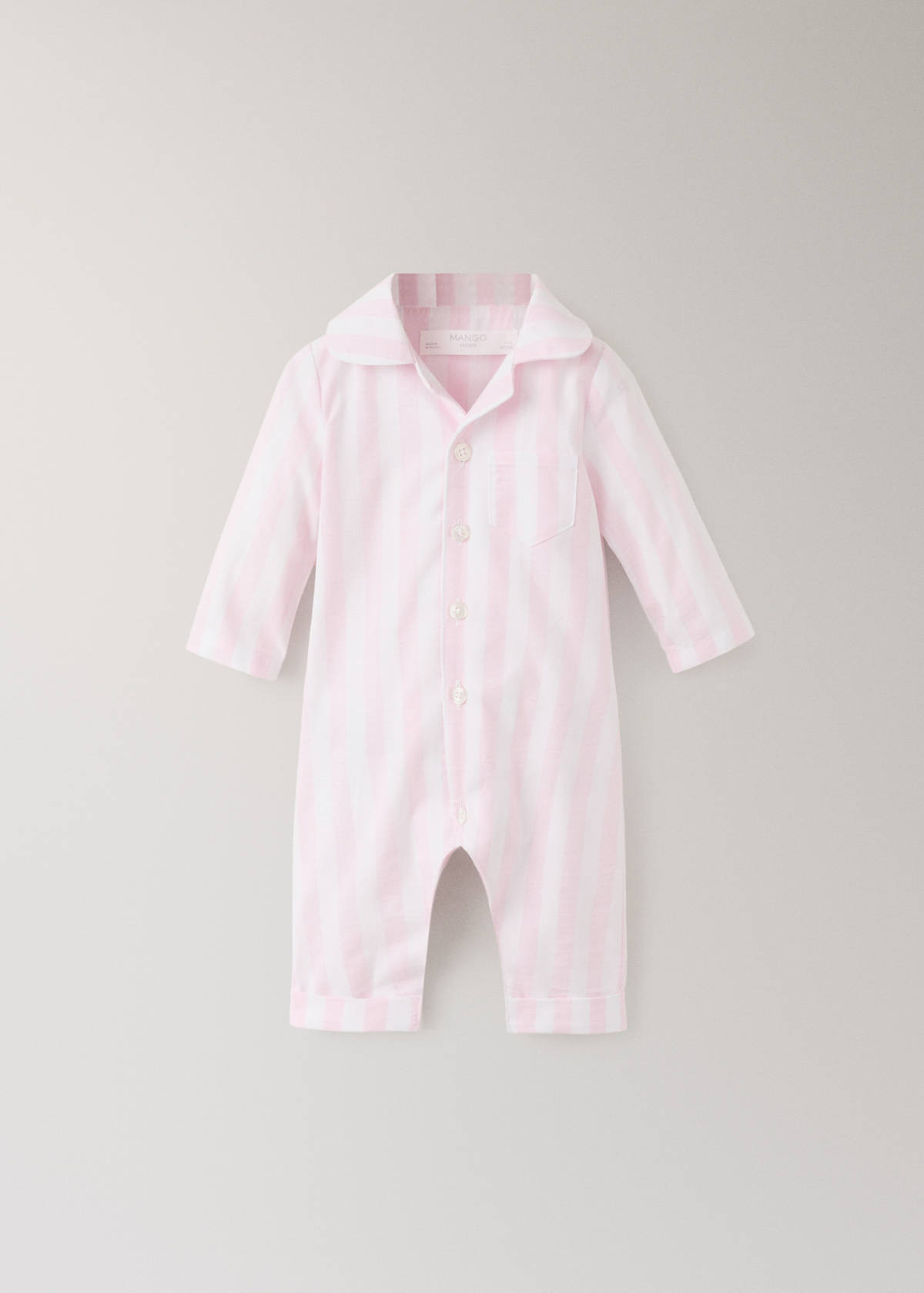 Thick striped romper pyjamas — Pastel Pink