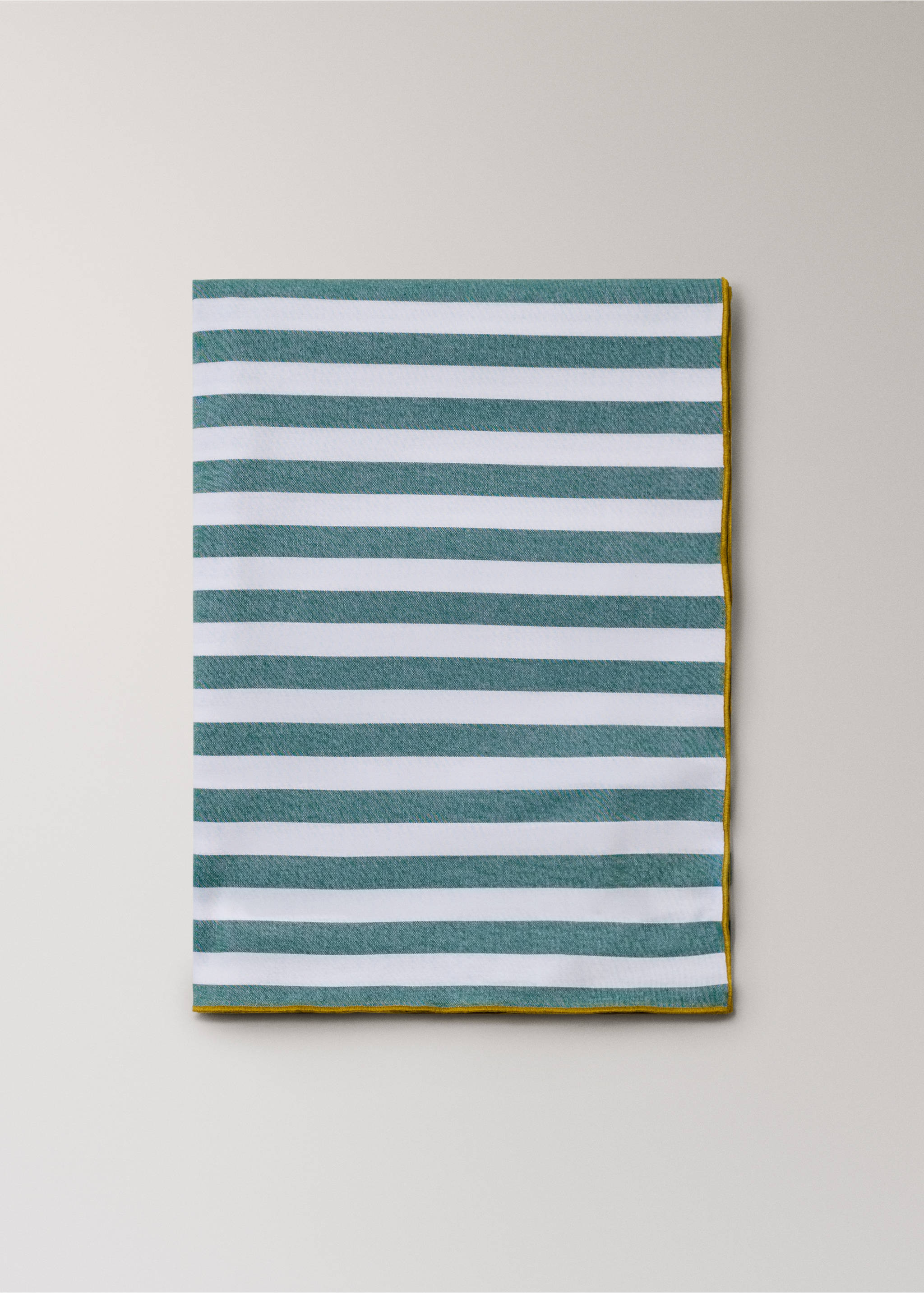 Striped cotton tablecloth for 6 to 8 guests - Article without model, Green. Ref: 27093739-00.