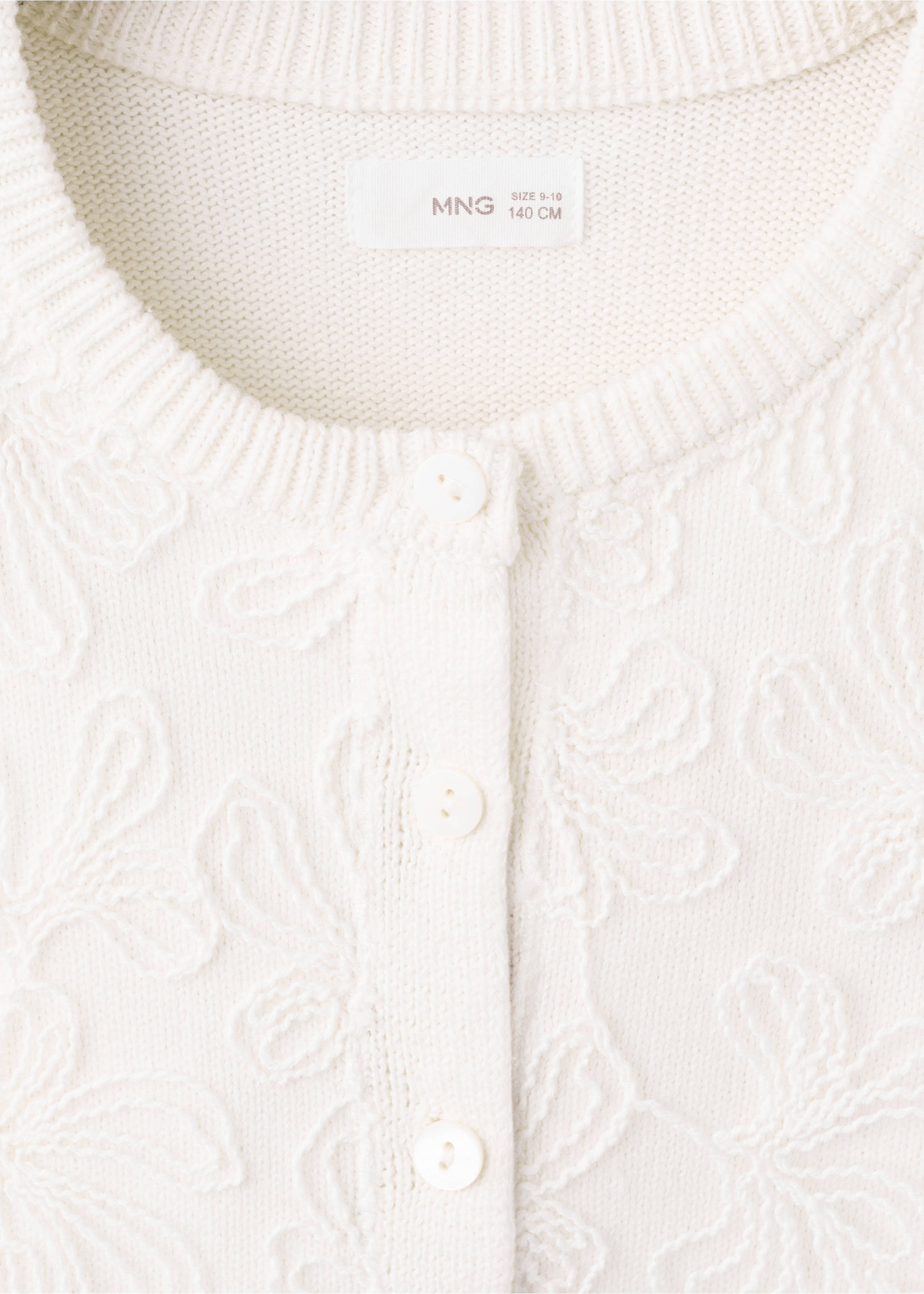 Floral embroidered knitted cardigan - Details of the article 8, Off White. Ref: 27094042-00.