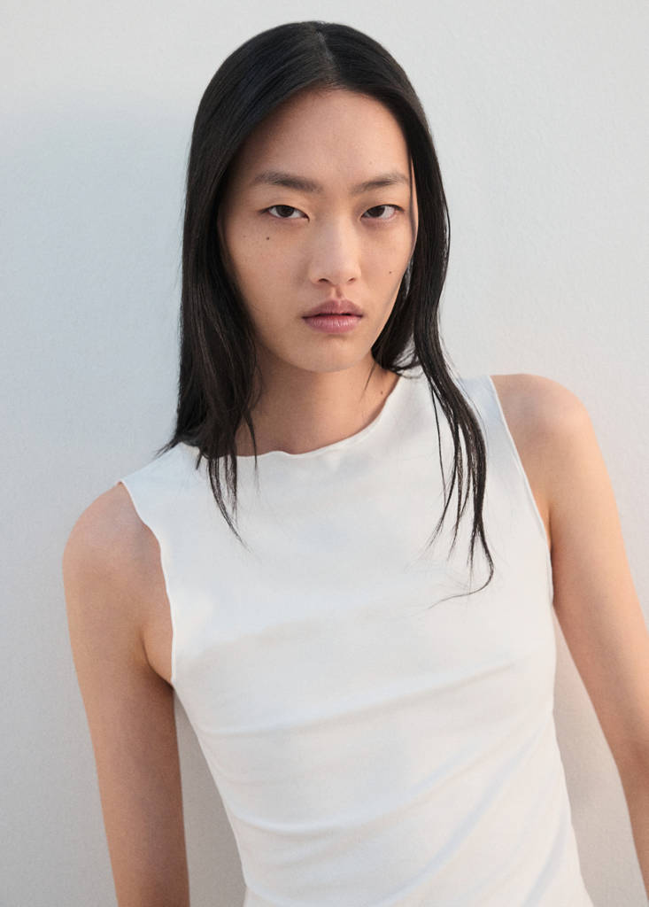 Scalloped hem top — Off White