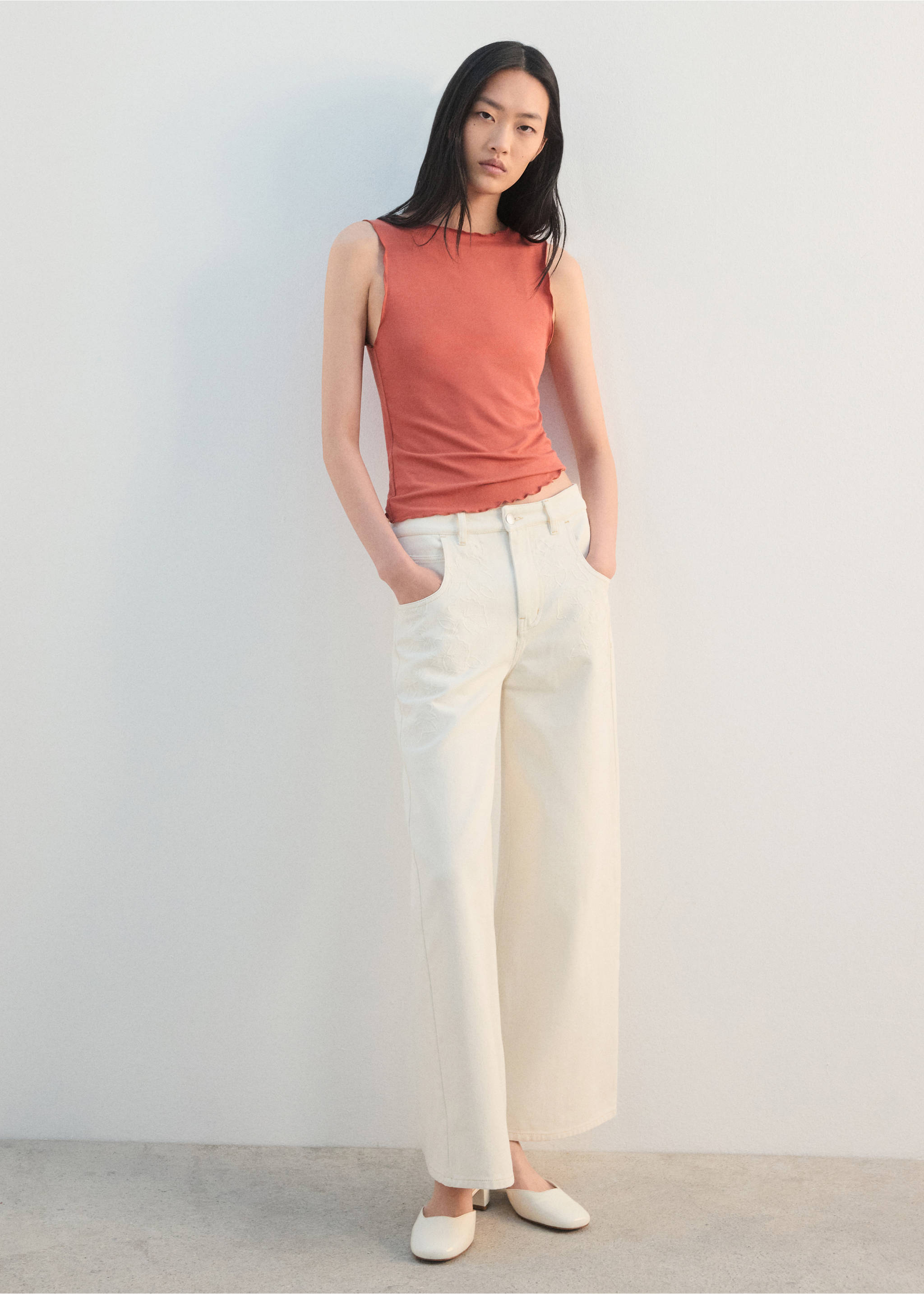 Atasan dengan hem scallop - Tampilan Umum, Oranye kemerahan. Ref: 27094043-00.