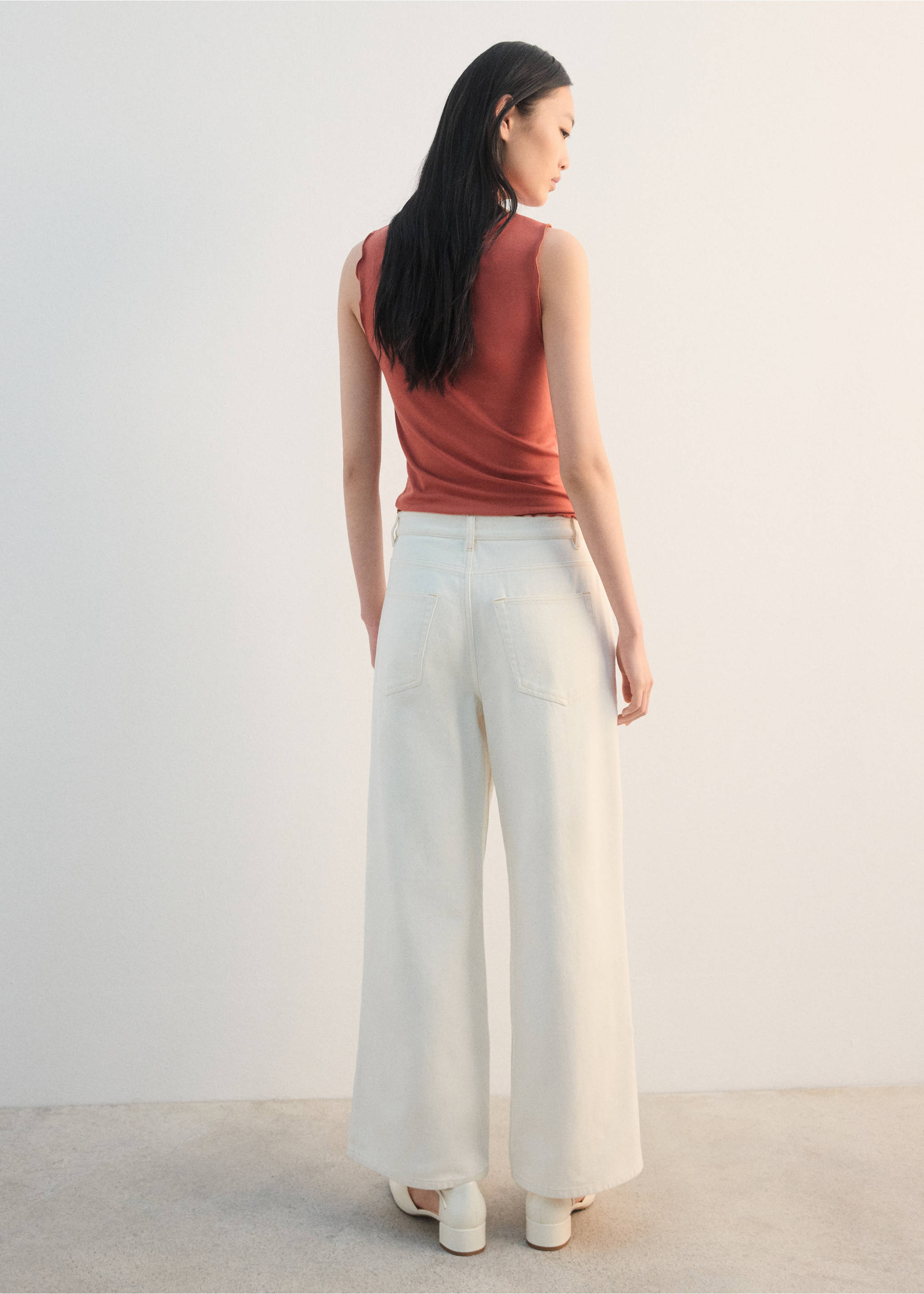 Atasan dengan hem scallop - Versi terbalik dari barang, Oranye kemerahan. Ref: 27094043-00.