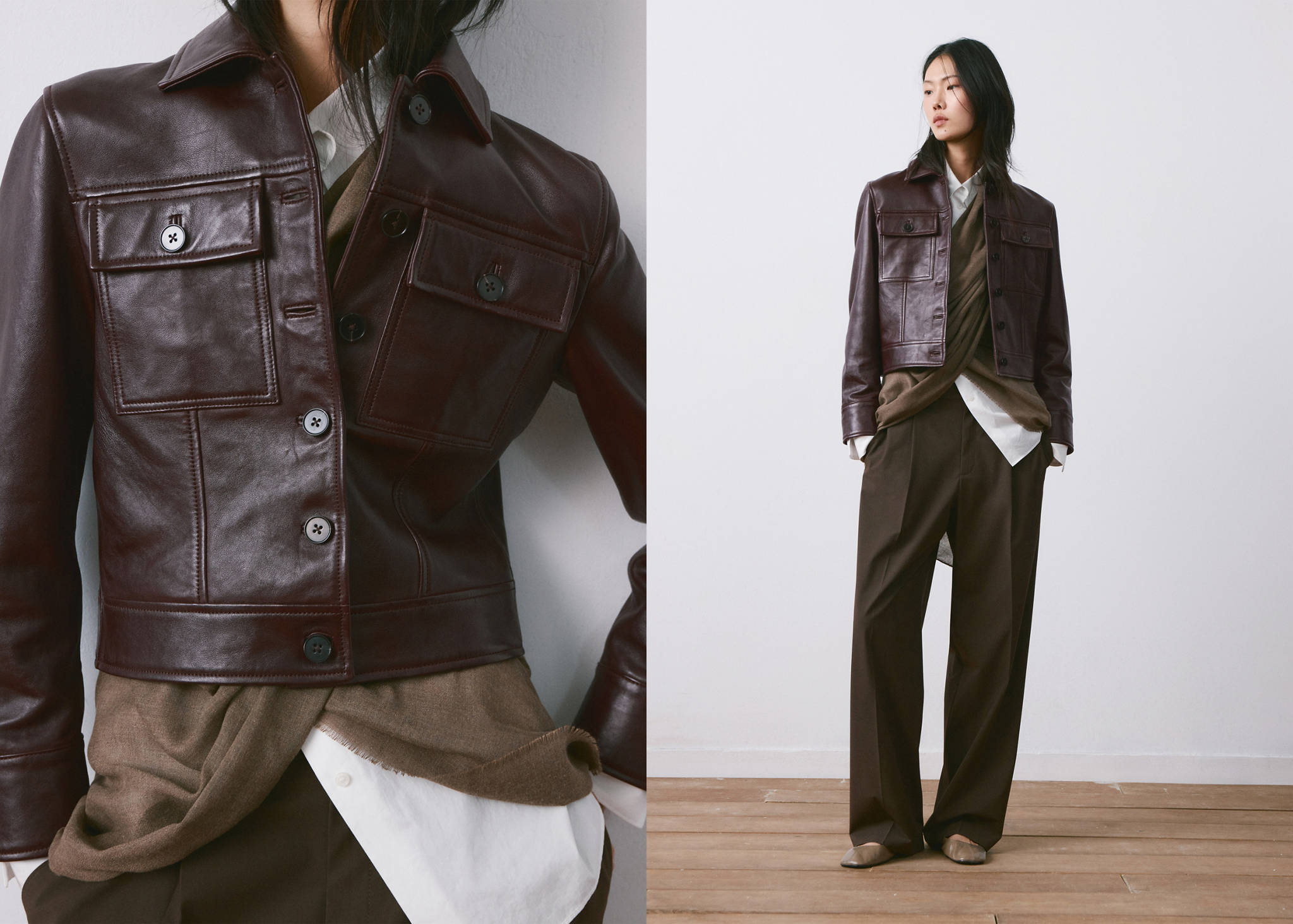 Chaqueta piel botones - Plano panorámico