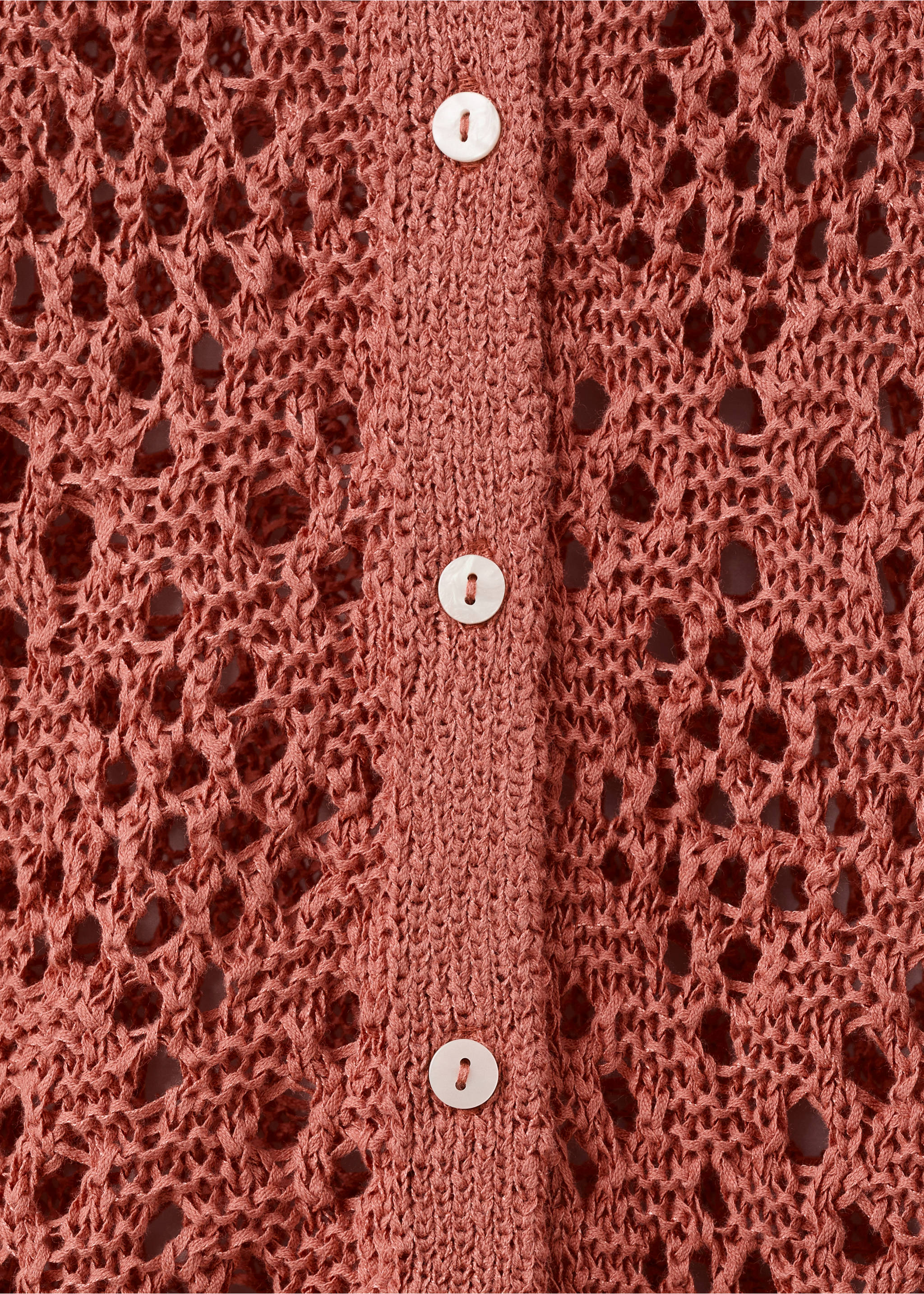 Openwork knit cardigan - Details of the article 8, Salmon. Ref: 27094046-00.