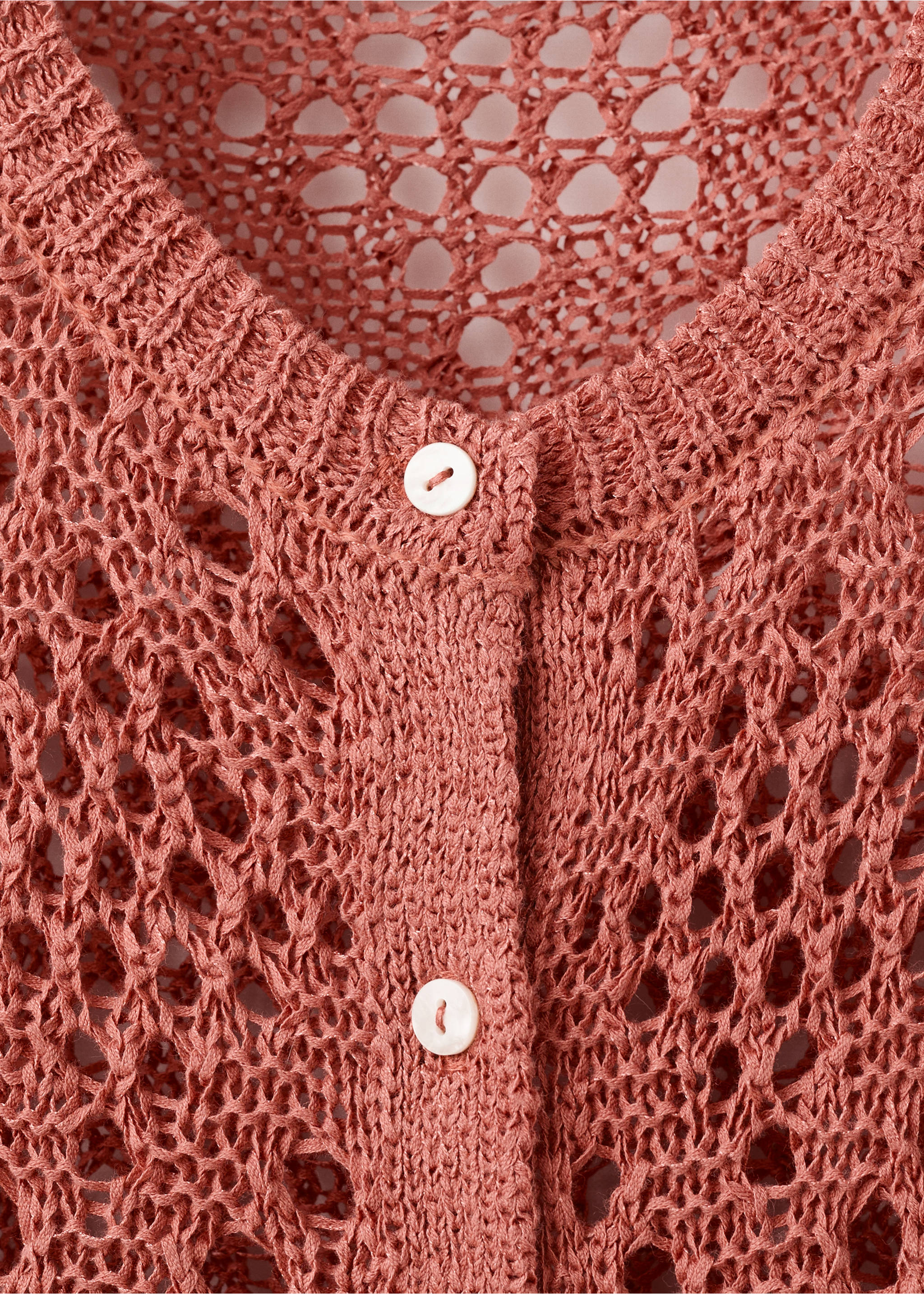 Openwork knit cardigan - Details of the article 0, Salmon. Ref: 27094046-00.