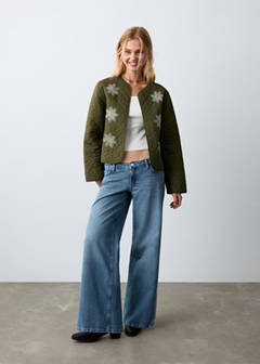 Embroidered quilted jacket — Khaki 2