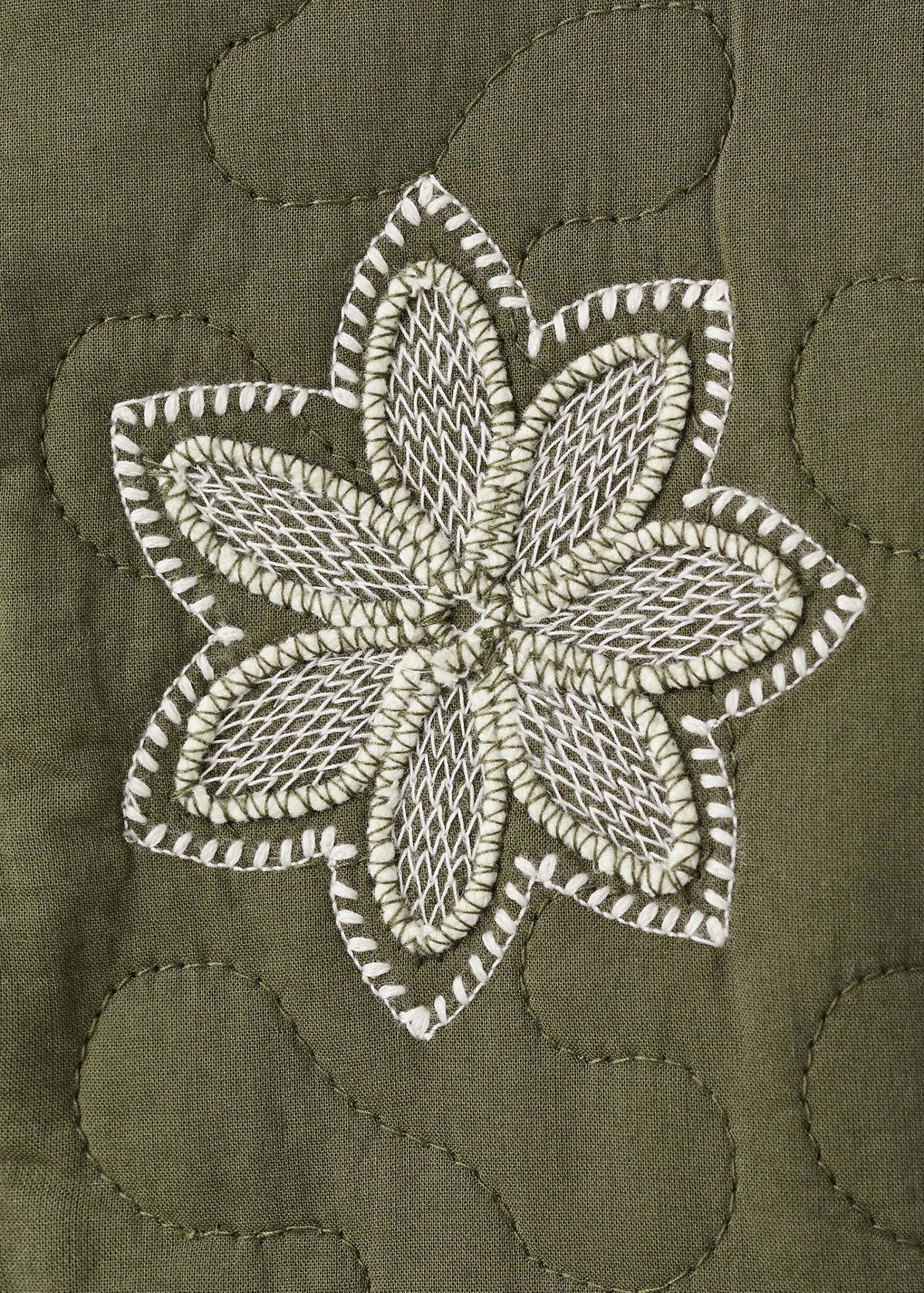 Embroidered quilted jacket — Khaki