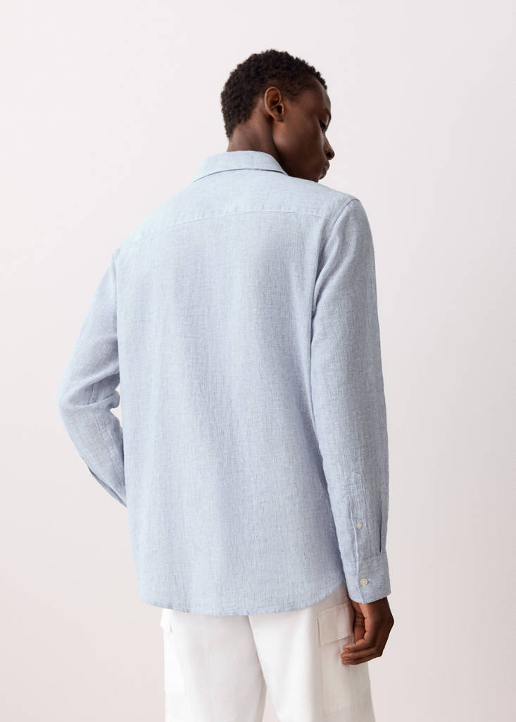 Linen shirt with thin stripes — Navy