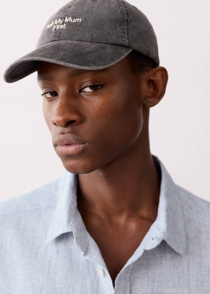 Linen shirt with thin stripes — Navy