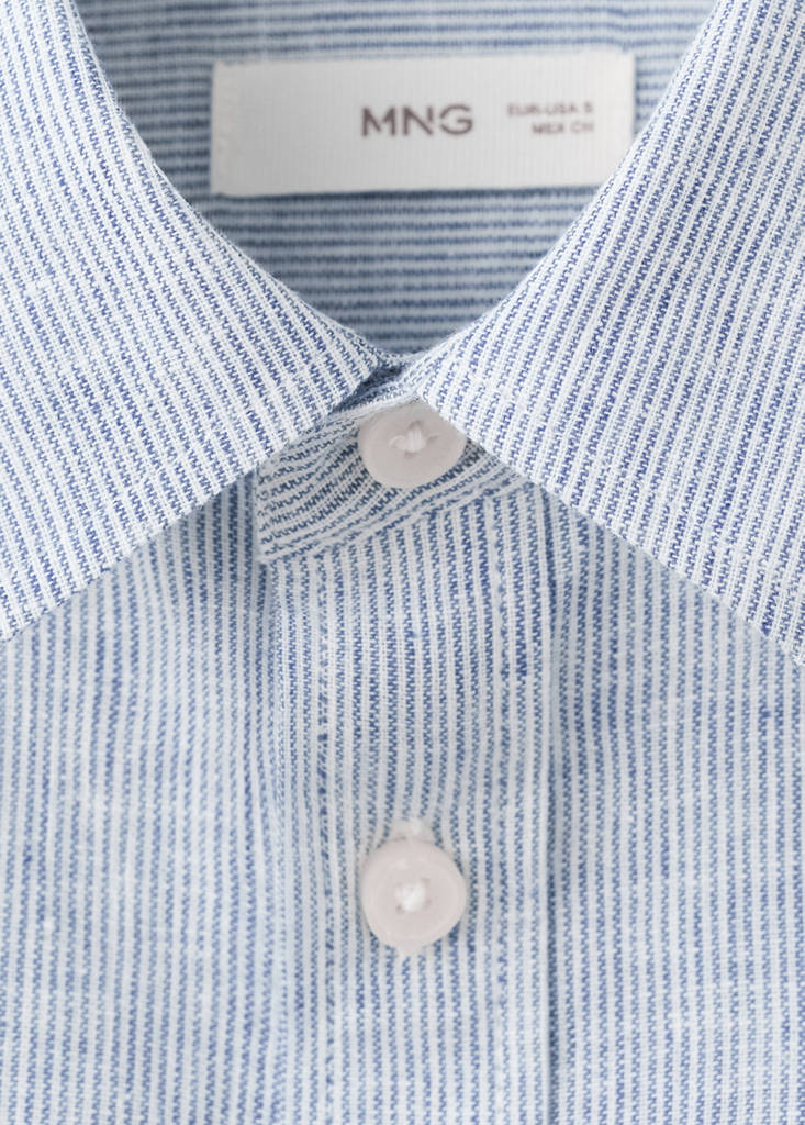 Linen shirt with thin stripes — Navy