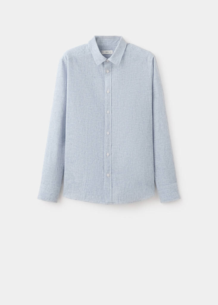 Linen shirt with thin stripes — Navy