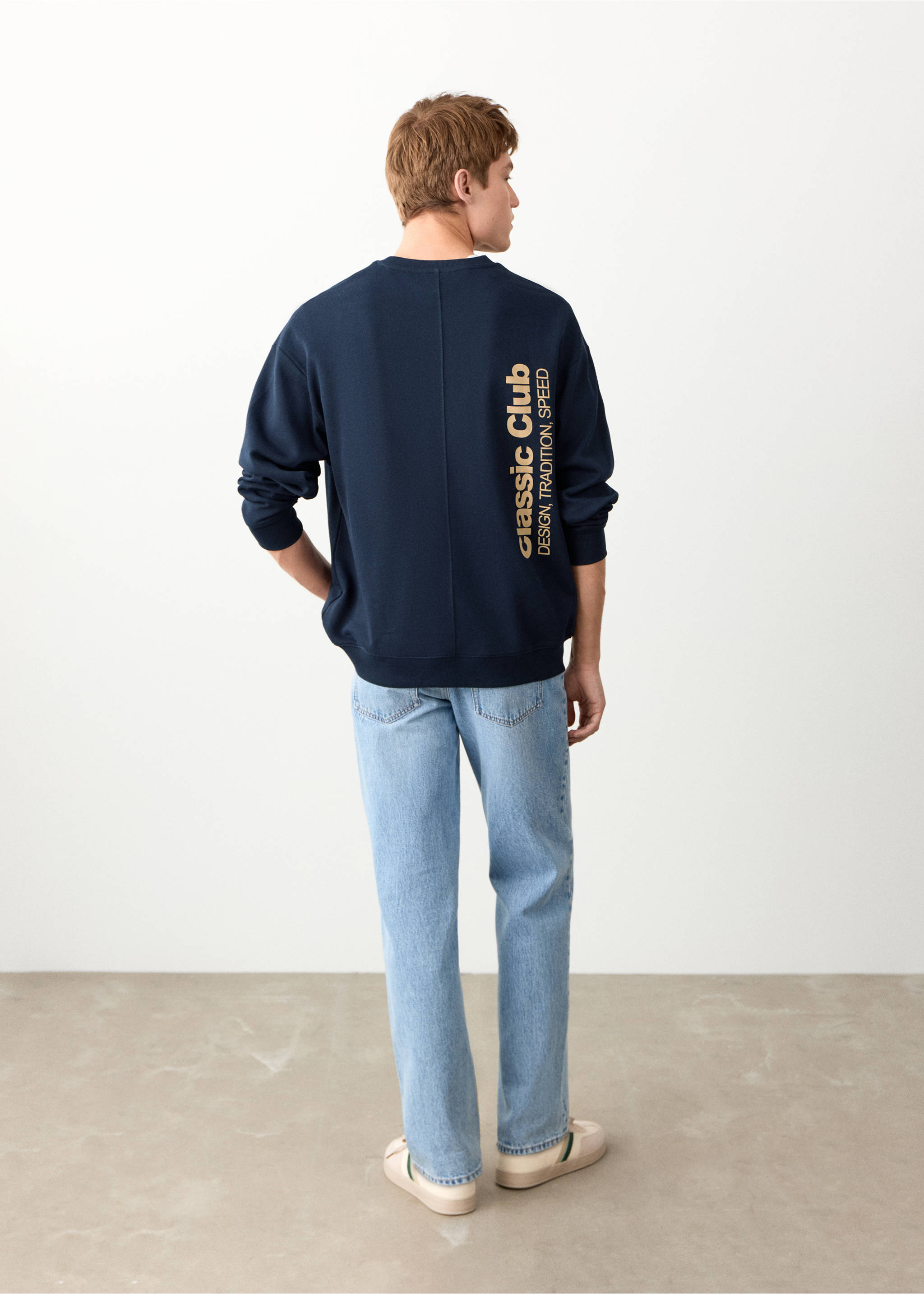 Printed cotton sweatshirt - Reverse of the article, Navy. Ref: 27094051-00.