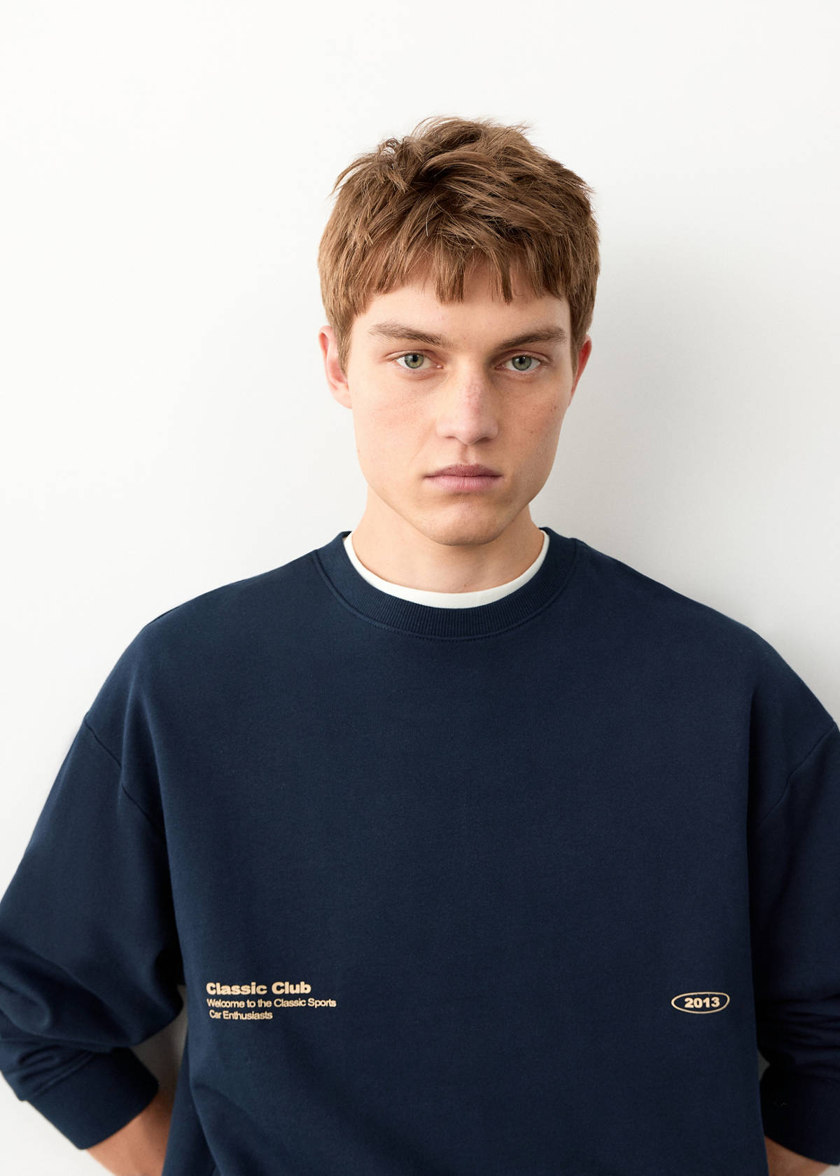 Printed cotton sweatshirt — Navy