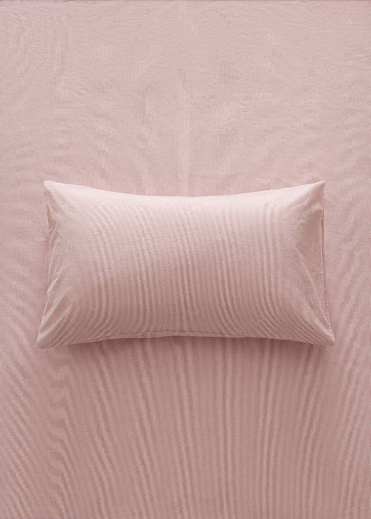 Funda almohada cuna rayas finas algodón hilo tintado