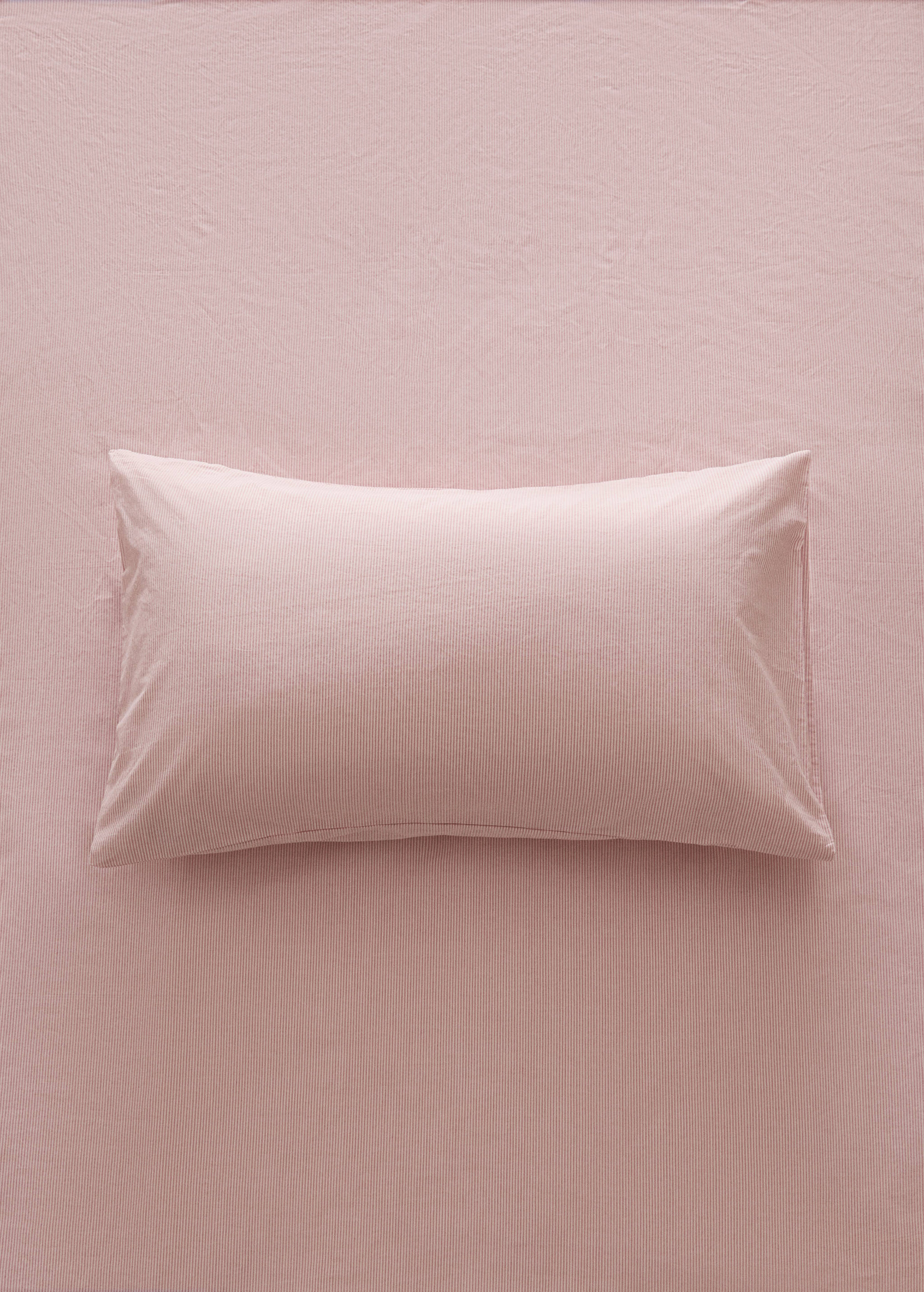 Cot bed pillowcase with fine striped yarn-dyed cotton - General plane
