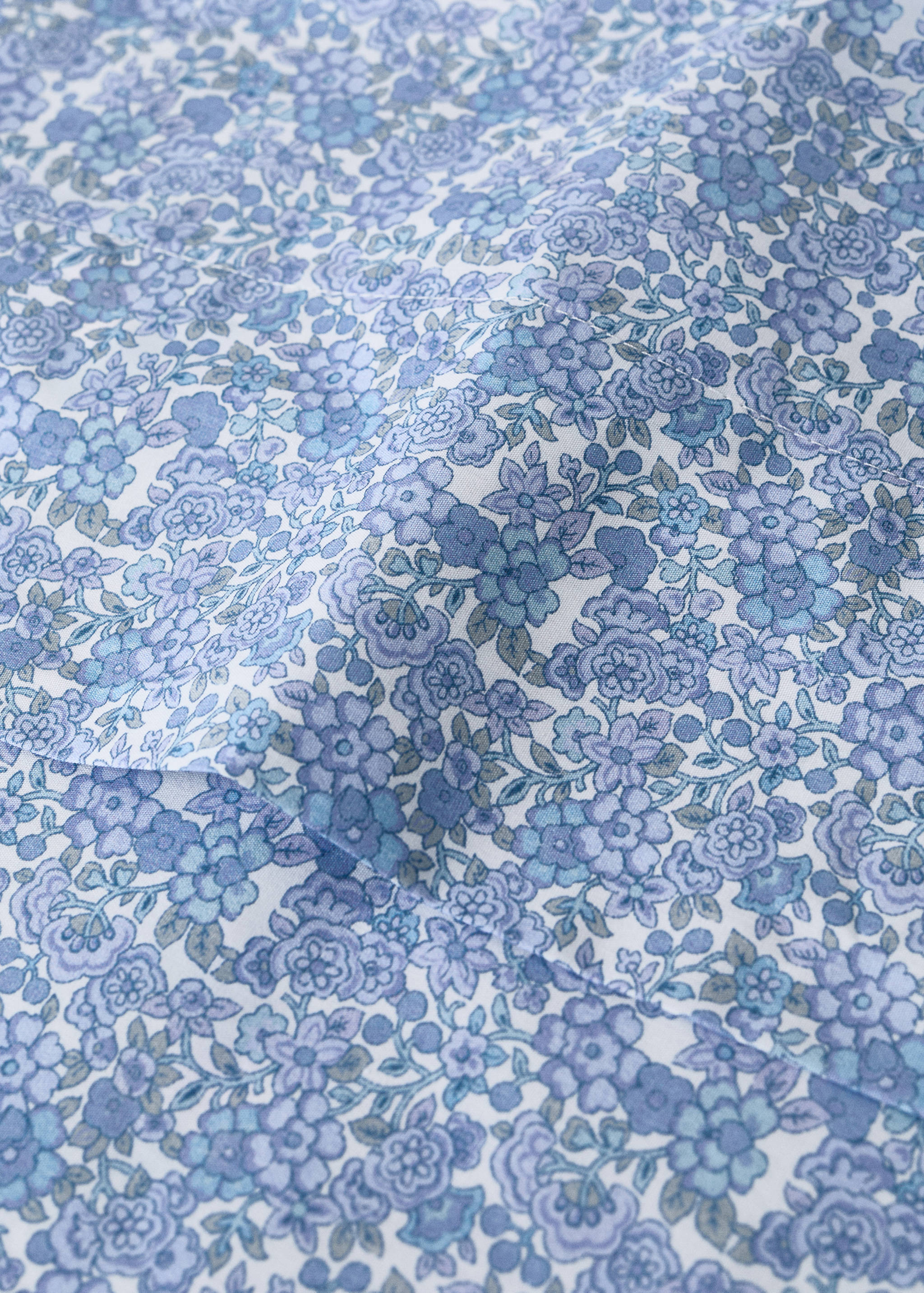 Cot bed top sheet in cotton percale with flowers - Details of the article 1