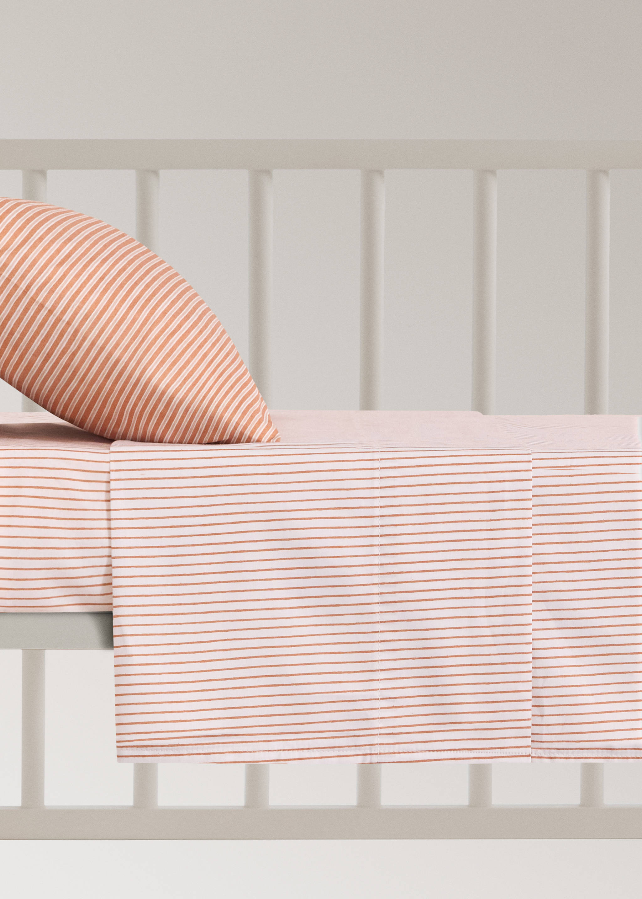 Cotton percale striped top sheet for cot - Article without model