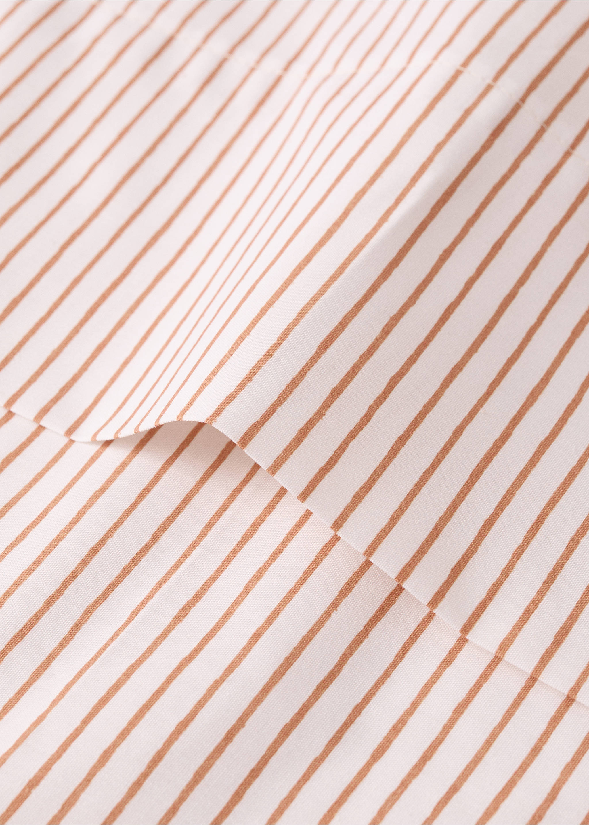 Cotton percale striped top sheet for cot - Details of the article 1, Russet. Ref: 27094060-00.