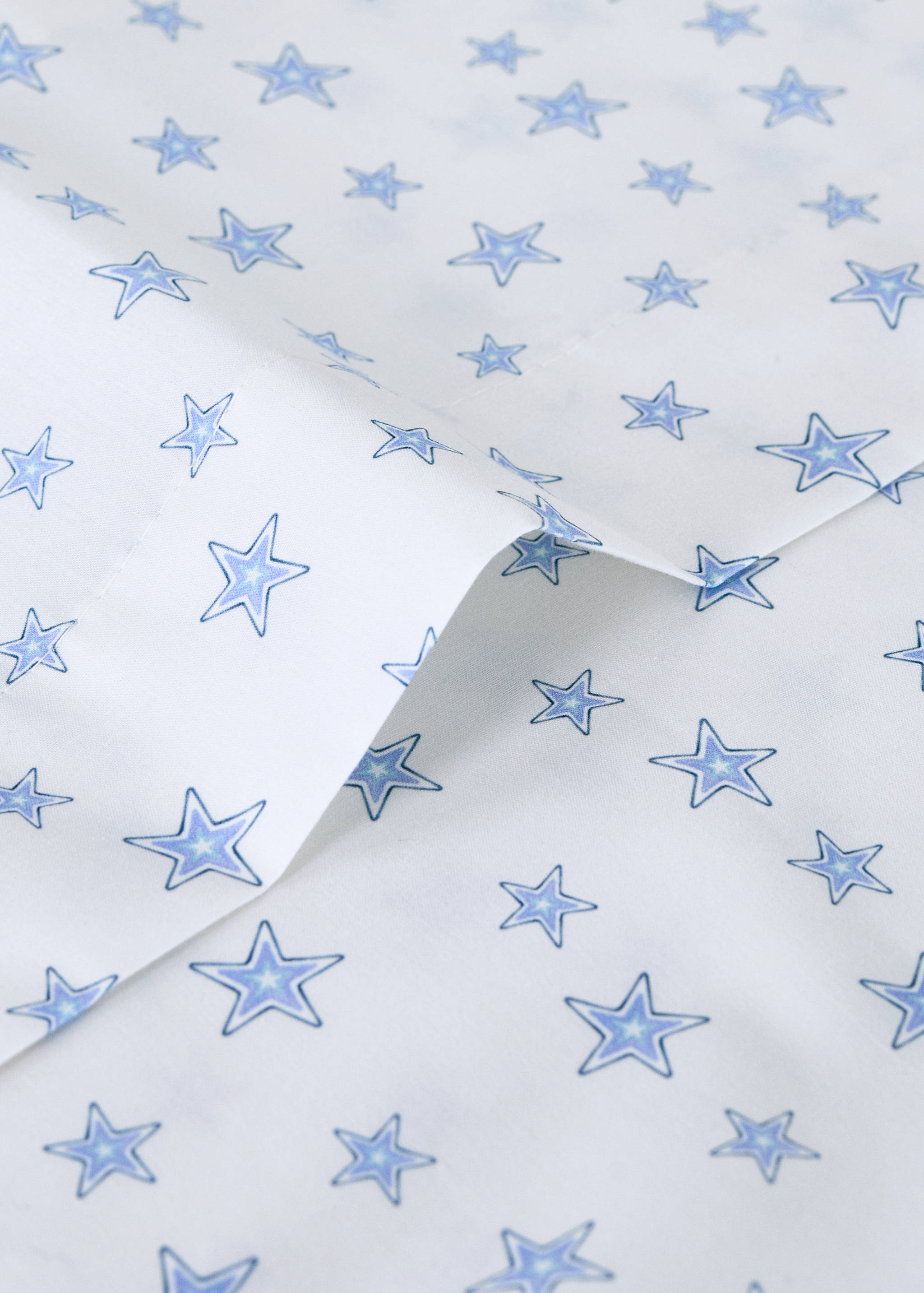 Mini cot sheet and pillow set in star-patterned cotton percale - Details of the article 1