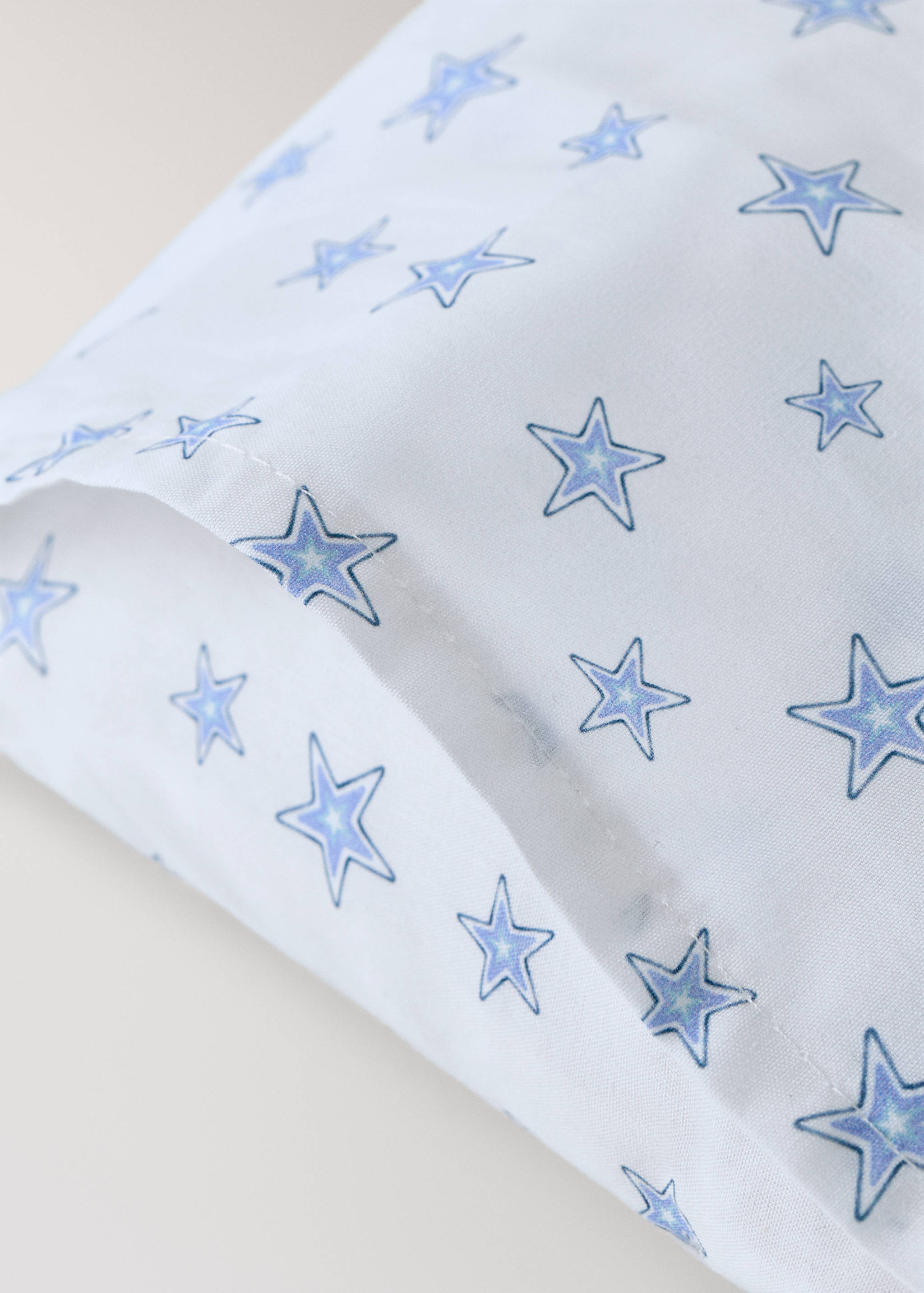 Mini cot sheet and pillow set in star-patterned cotton percale - Details of the article 5