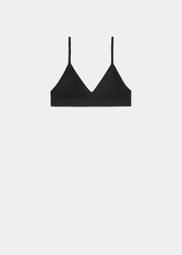 Essential triangle bra — Black