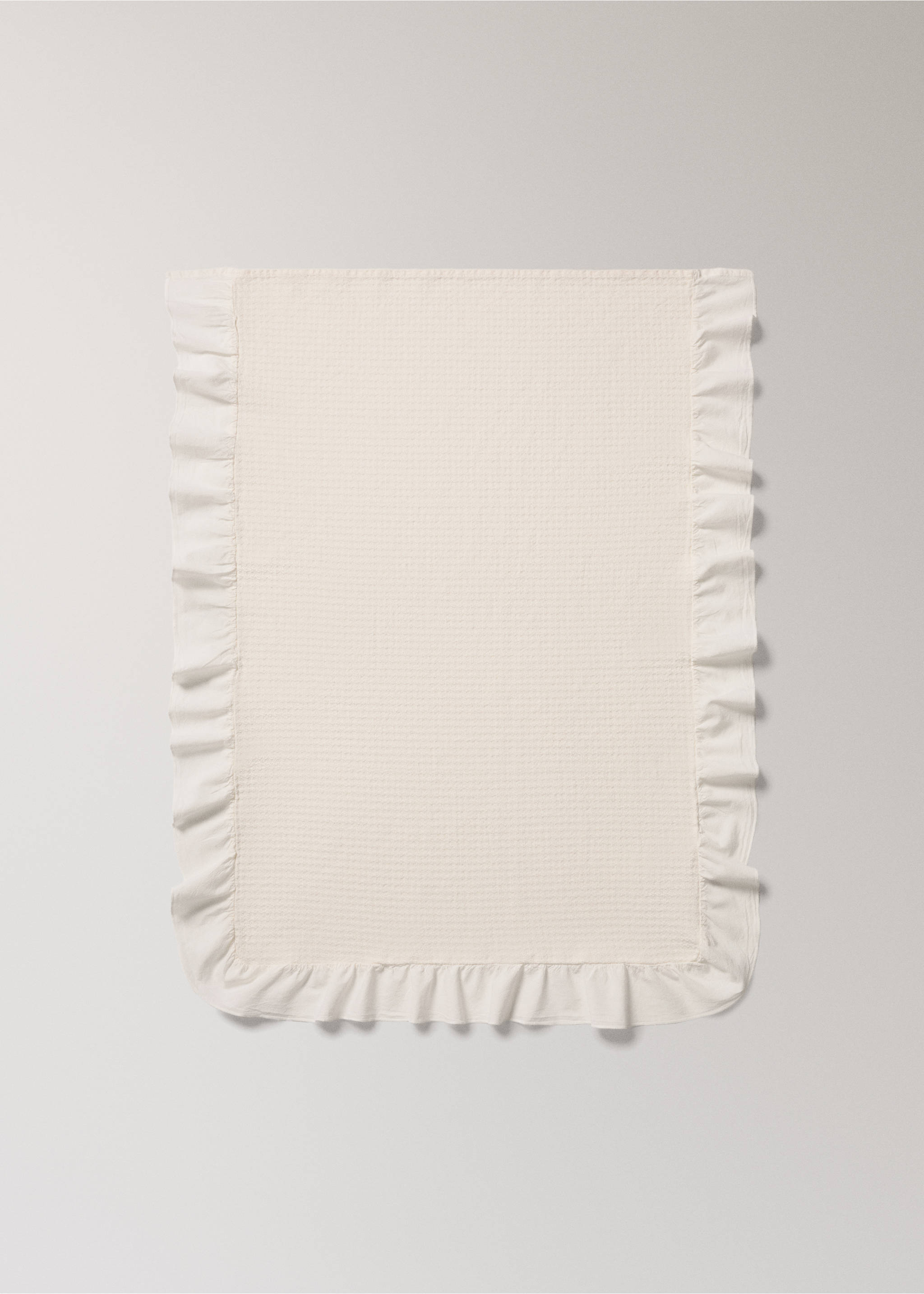 Jacquard cotton bedspread with ruffle for mini cot - Details of the article 3, Off White. Ref: 27094068-00.