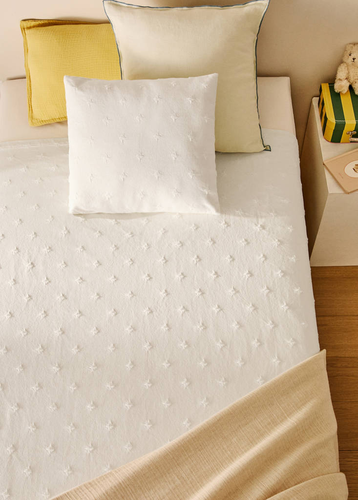 Kindertagesdecke aus Baumwoll-Jacquard für 90/105 cm Bett — Weiß