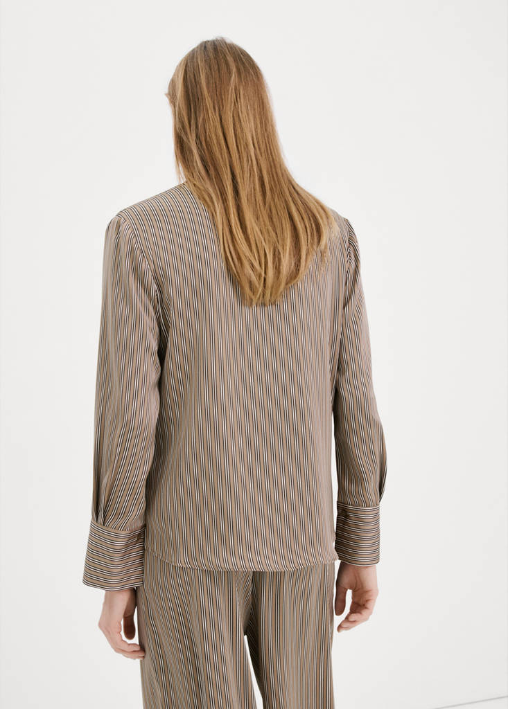 Satin striped shirt — Medium Brown