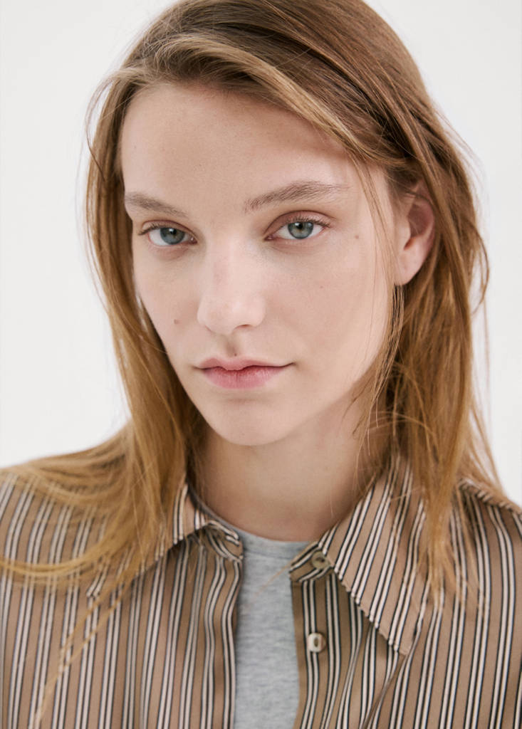Satin striped shirt — Medium Brown