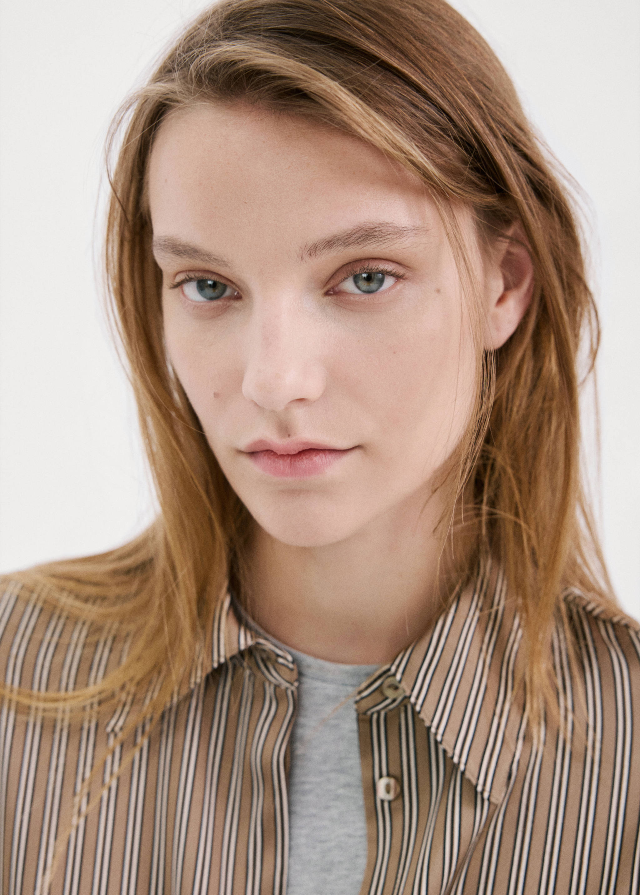 缎面条纹衬衫 - null