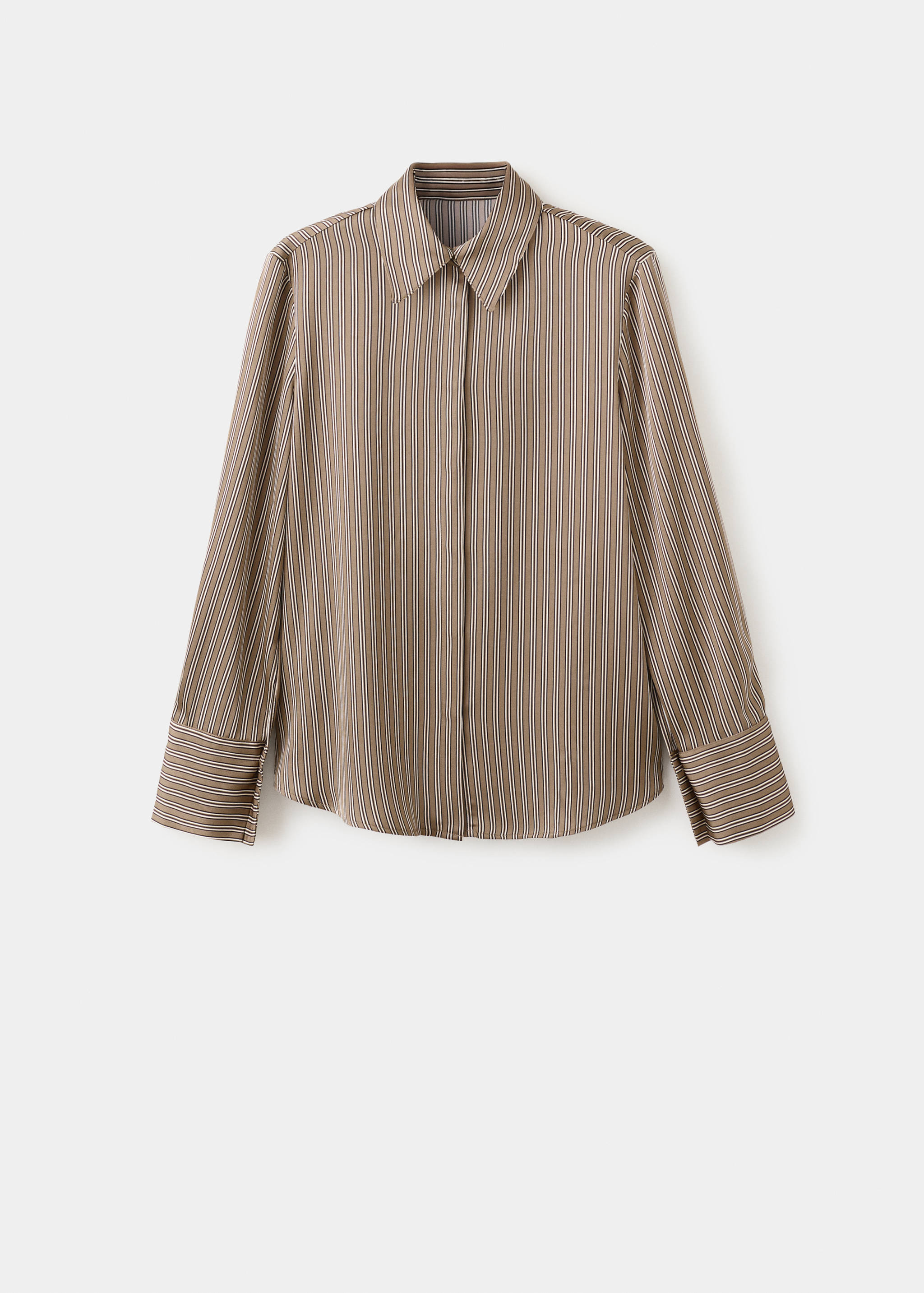 缎面条纹衬衫 - null