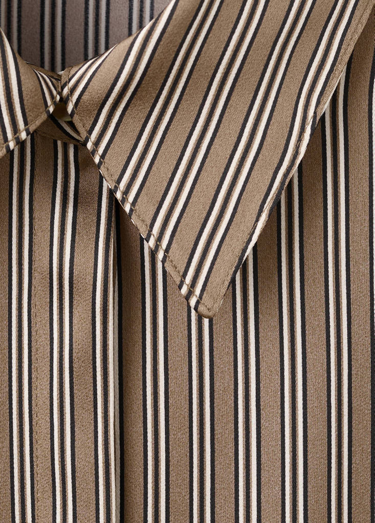 Satin striped shirt — Medium Brown