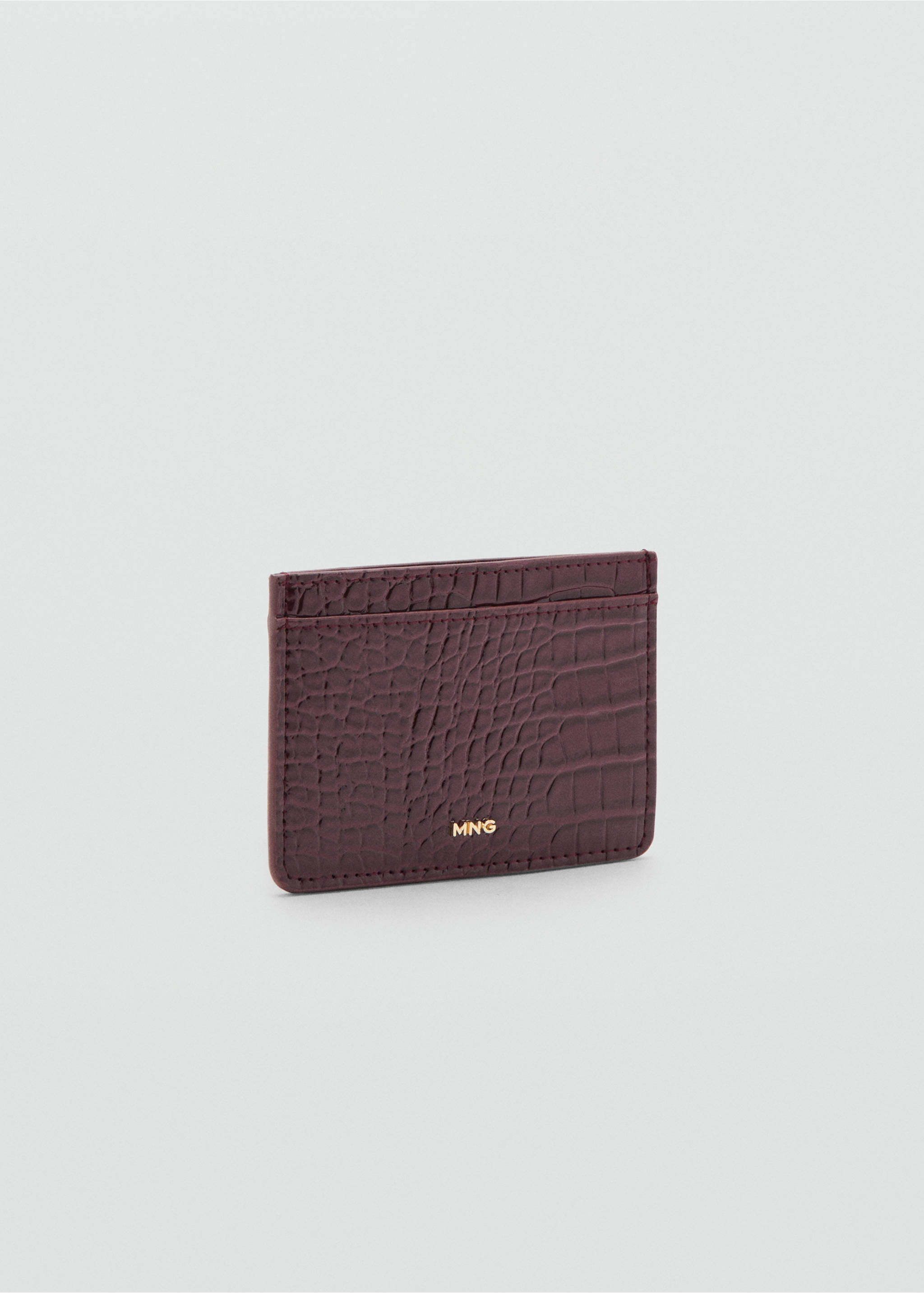 Shiny croc-effect cardholder - Medium plane, Burgundy. Ref: 27094076-00.