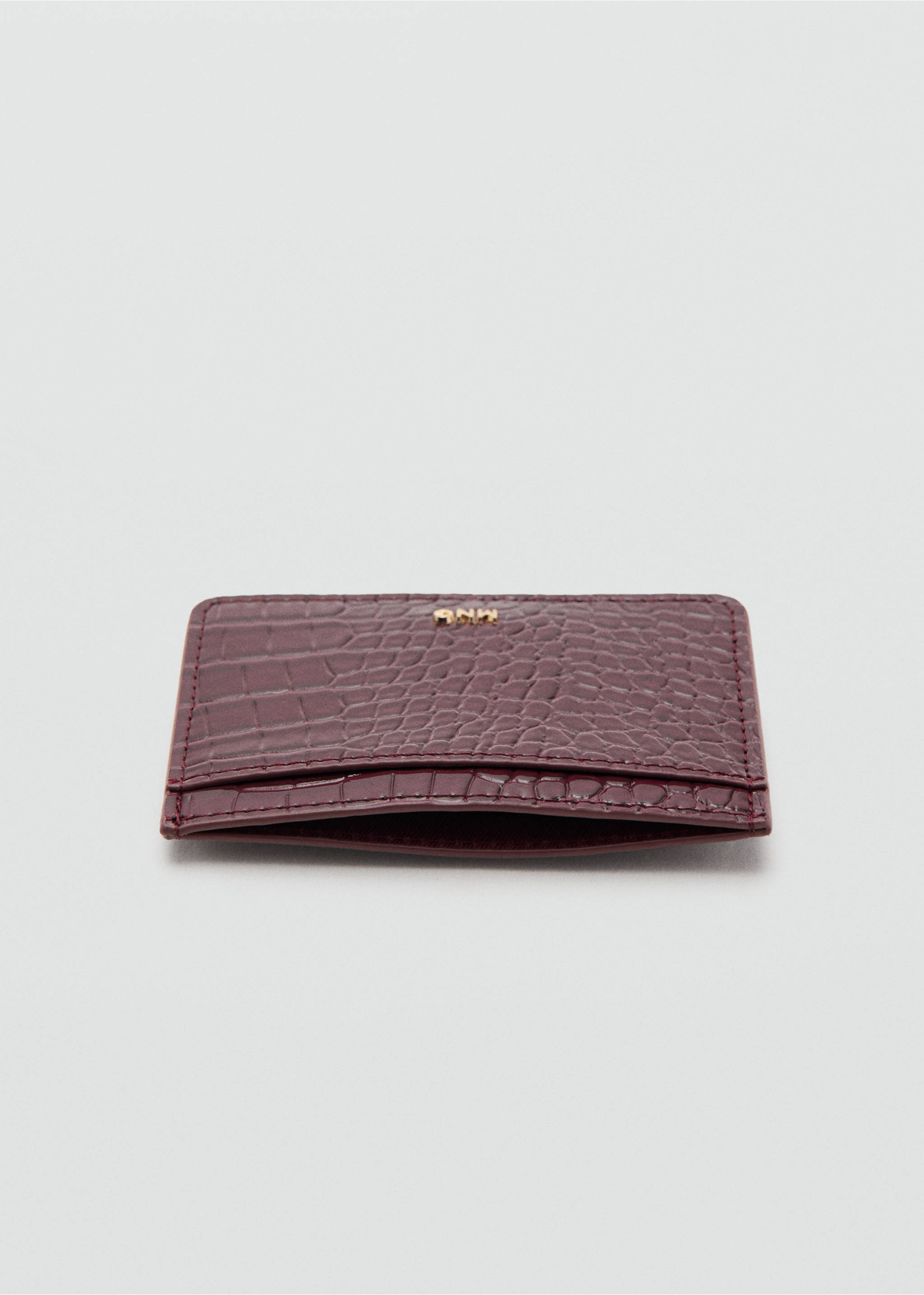 Shiny croc-effect cardholder - Details of the article 1, Burgundy. Ref: 27094076-00.