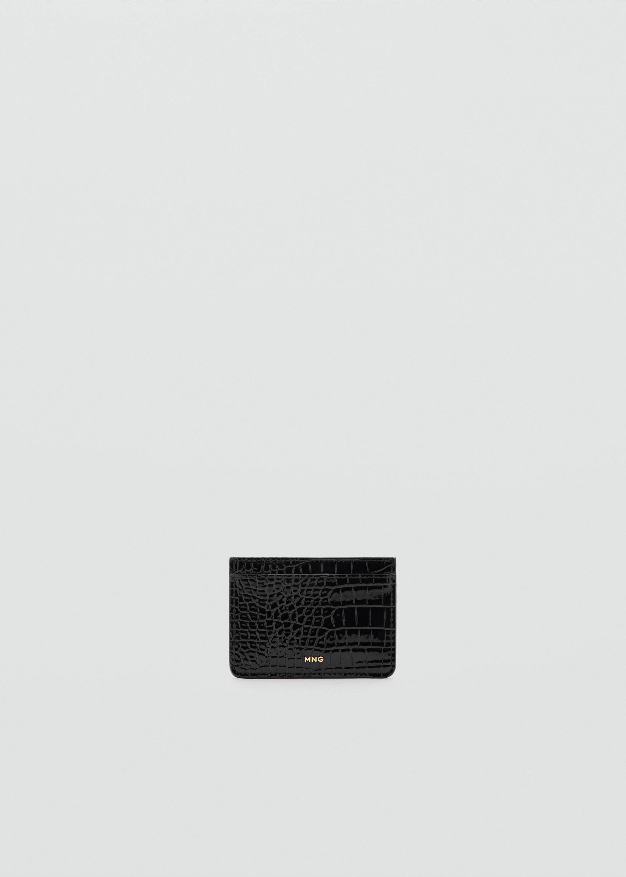 Shiny croc-effect cardholder - Article without model, Black. Ref: 27094076-00.