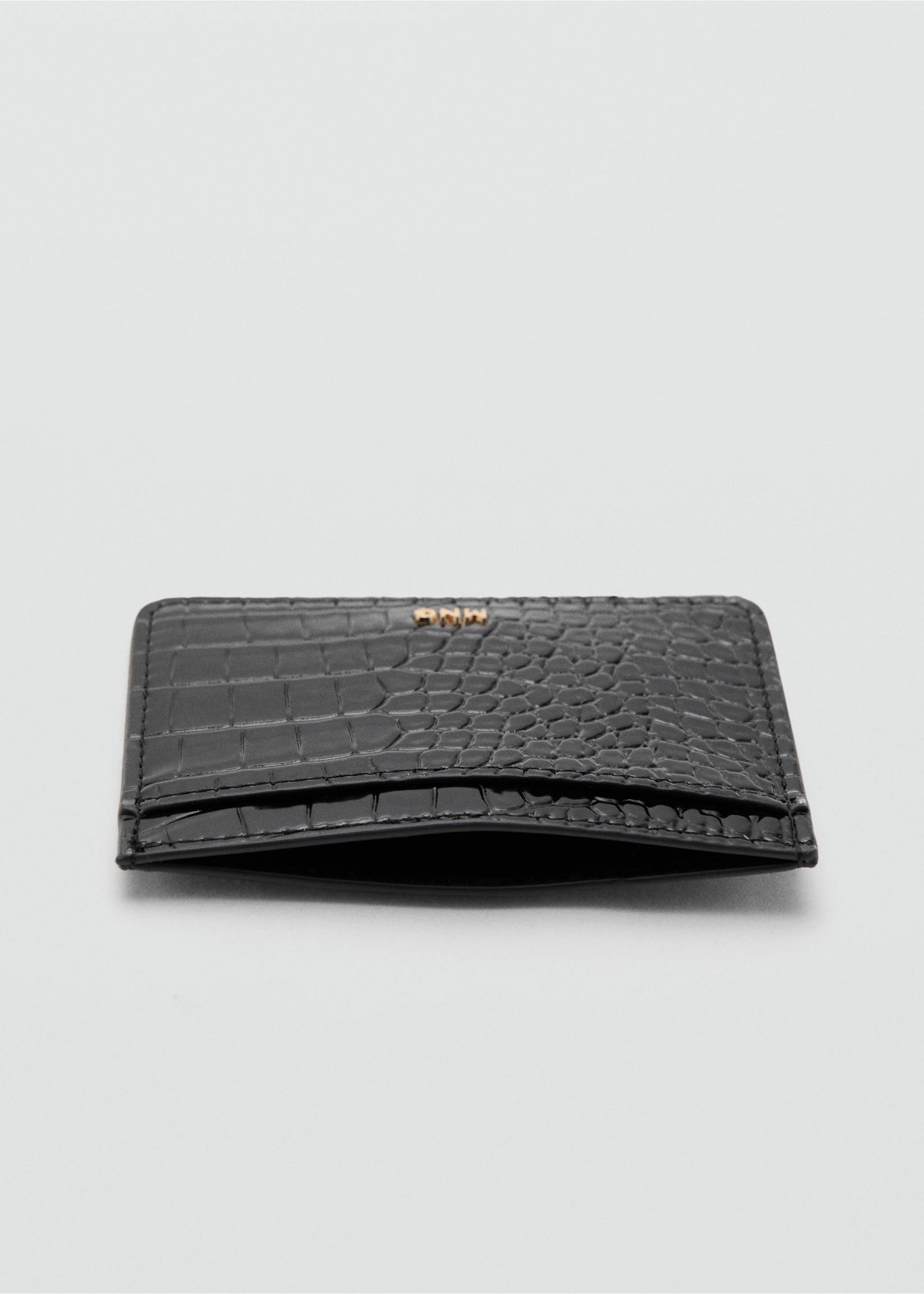 Shiny croc-effect cardholder - Details of the article 1, Black. Ref: 27094076-00.