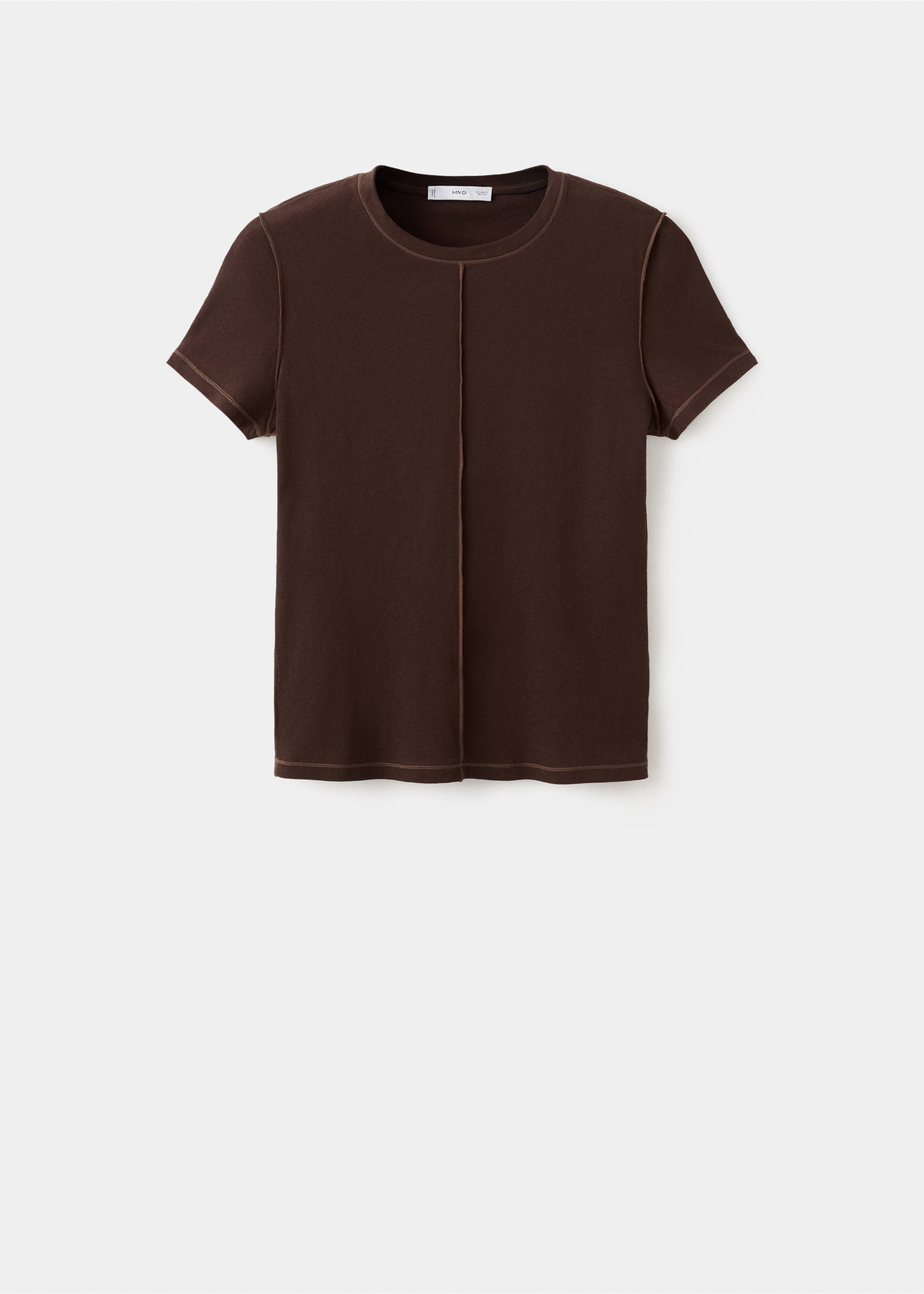 Cotton T-shirt with seams - Article without model, Brown. Ref: 27094078-00.
