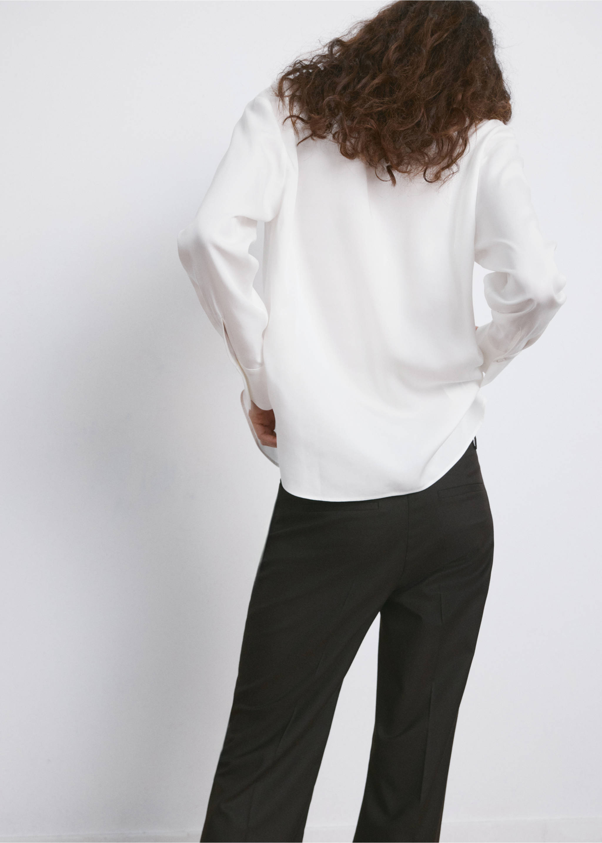 Košile straight fit z lyocellu - Zadní strana zboží, Béžová. Ref: 27094079-00.