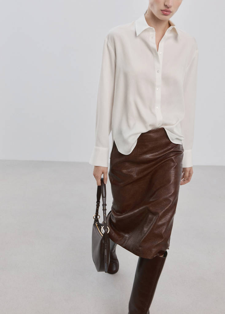 Straight lyocell shirt — Ecru