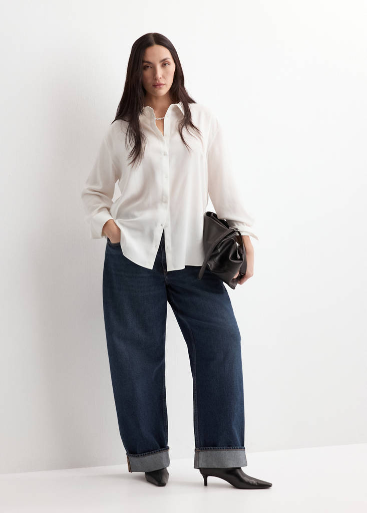 Straight lyocell shirt — Ecru