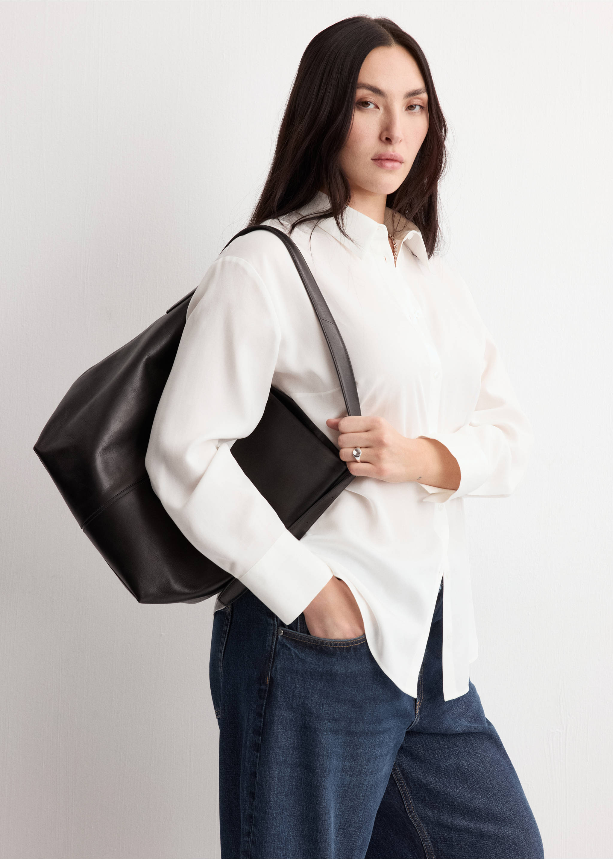 Košile straight fit z lyocellu - Detail zboží 5, Béžová. Ref: 27094079-00.