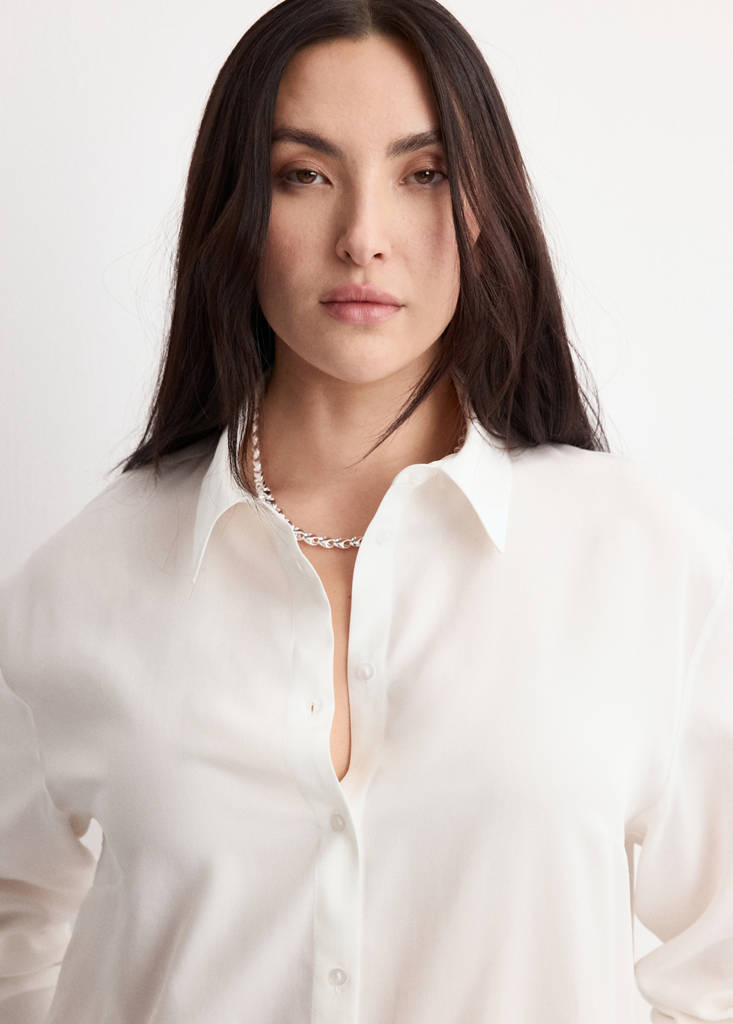 Straight lyocell shirt — Ecru