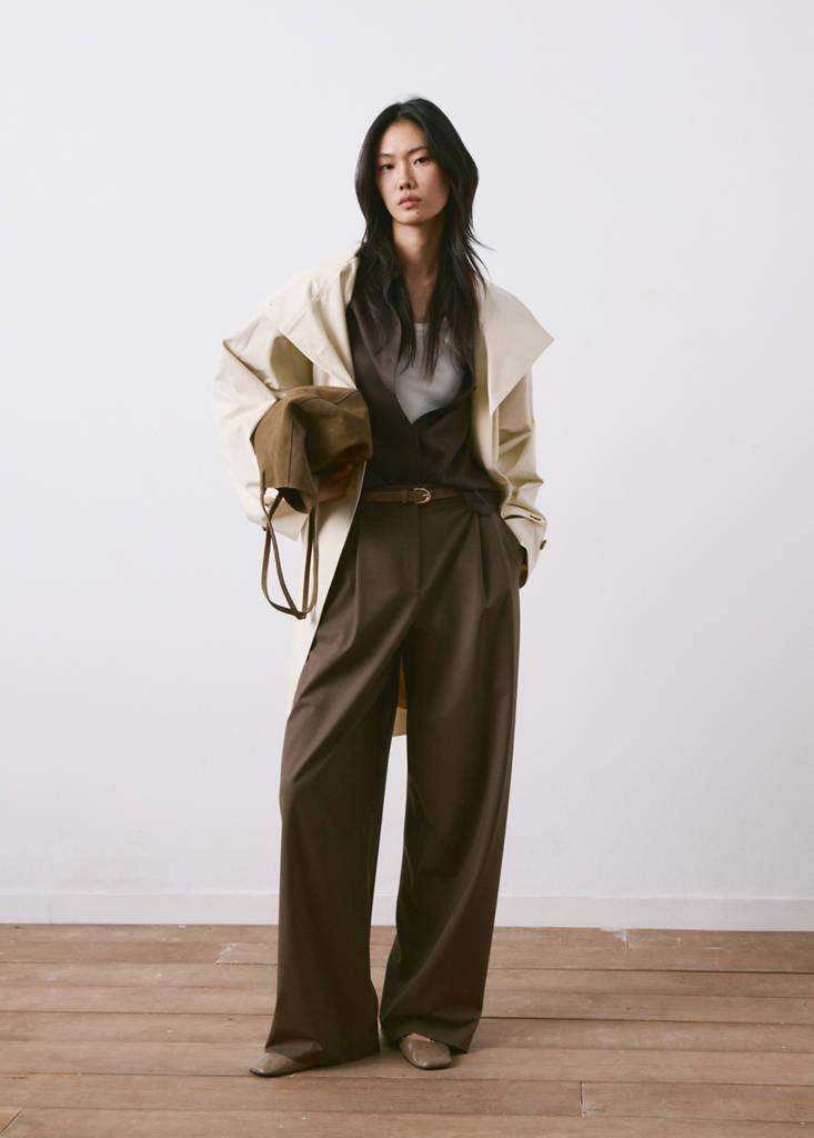 Straight lyocell shirt — Brown